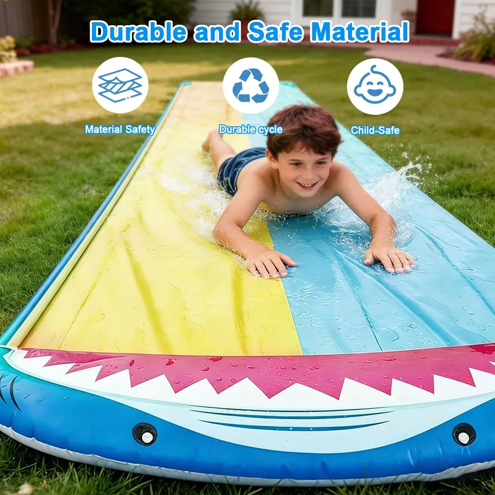 Scivolo Acquatico Giardino Doppio con 2 Bodyboards per Bambini e Adulti