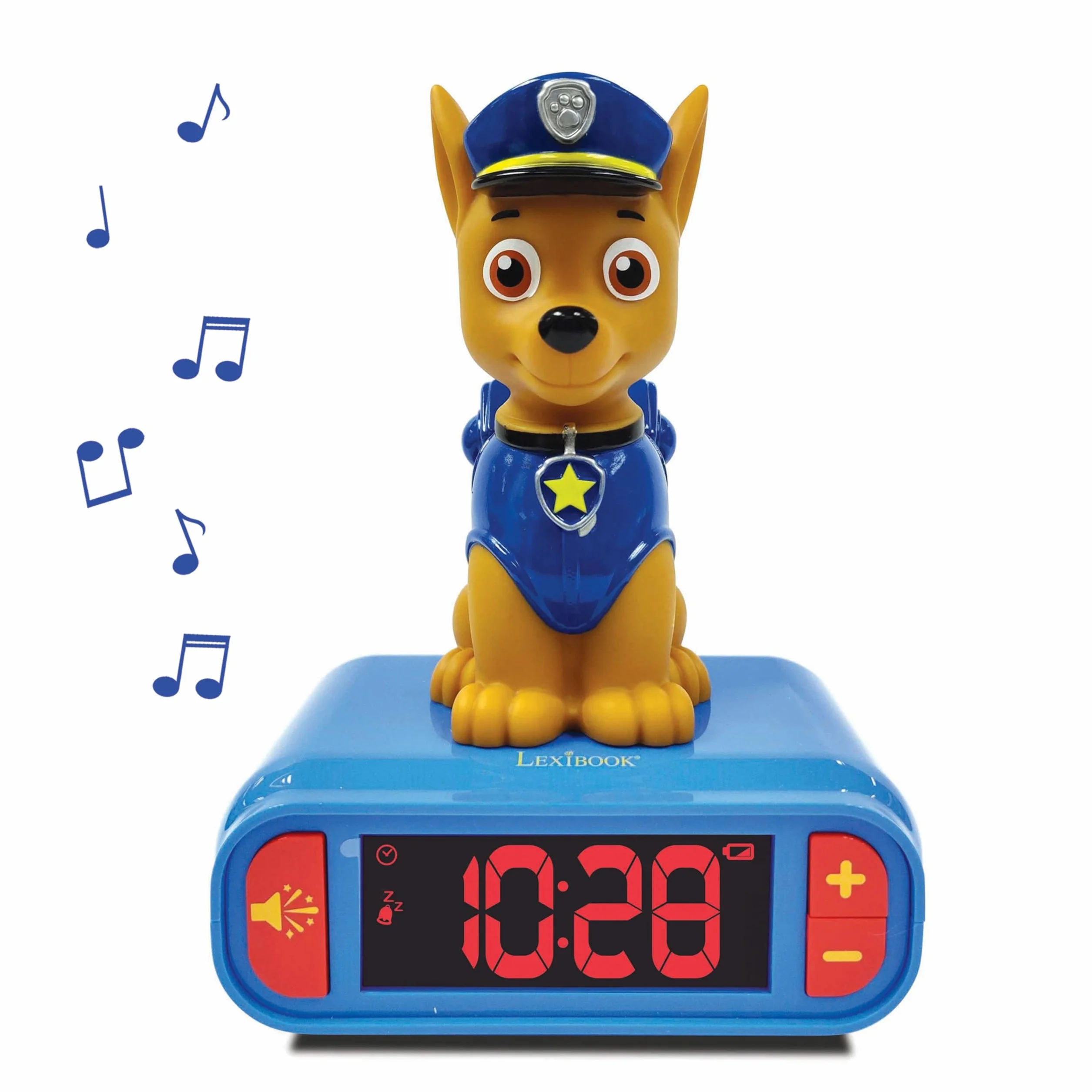 Lexibook - La Squadra dei Cuccioli Sveglia Digitale con Luce Notturna Snooze e Suoni, Orologio, Chase Luminoso Paw Patrol Marshall Cane - Blu/Rosso - RL800PALXB