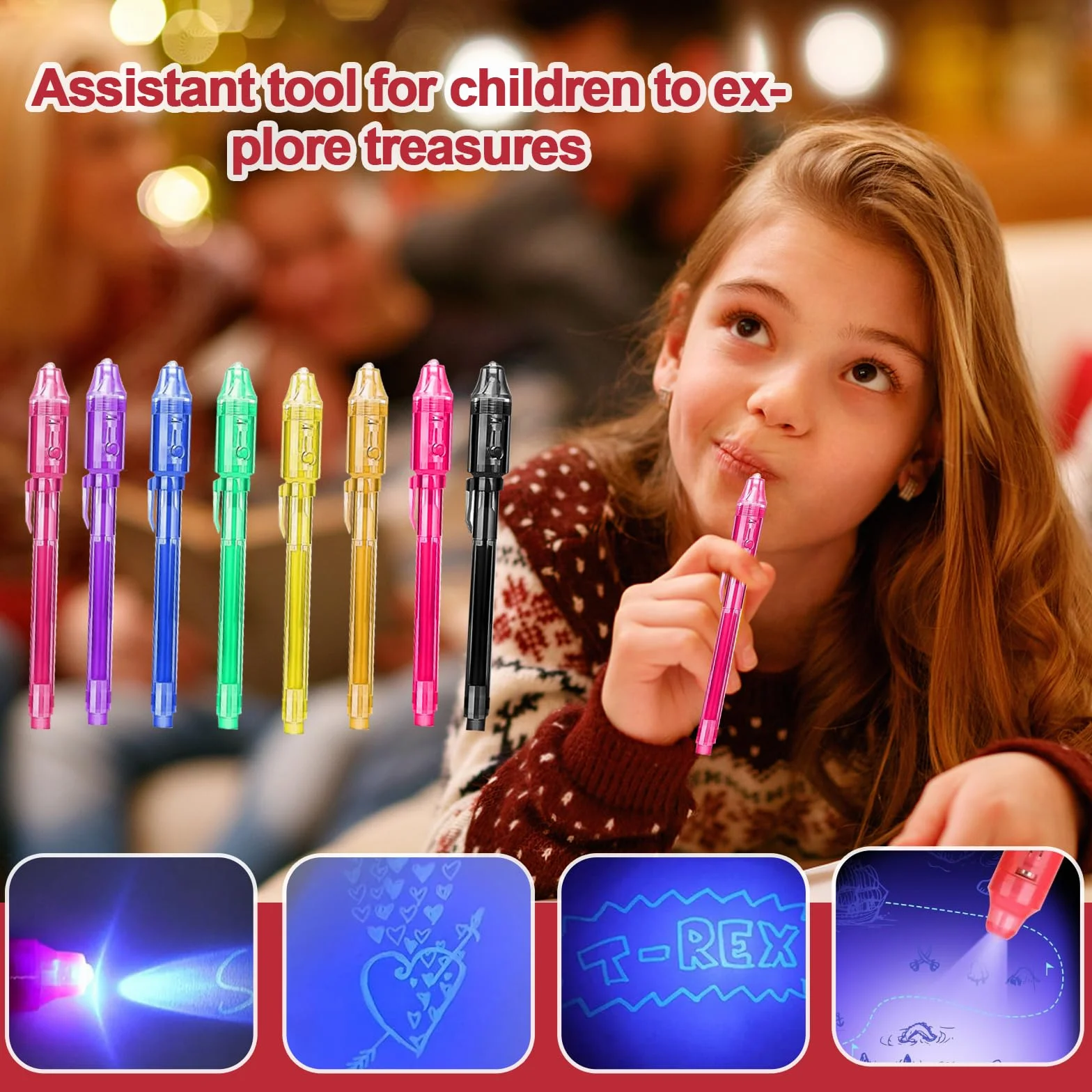 48 Pezzi Bambini Giocattolo Detective, Kit Spionaggio Gioco Detective per Bambini， con penna UV, taccuino, lente d'ingrandimento giocattolo, carte d'identità con clip, tampone per impronte digitali