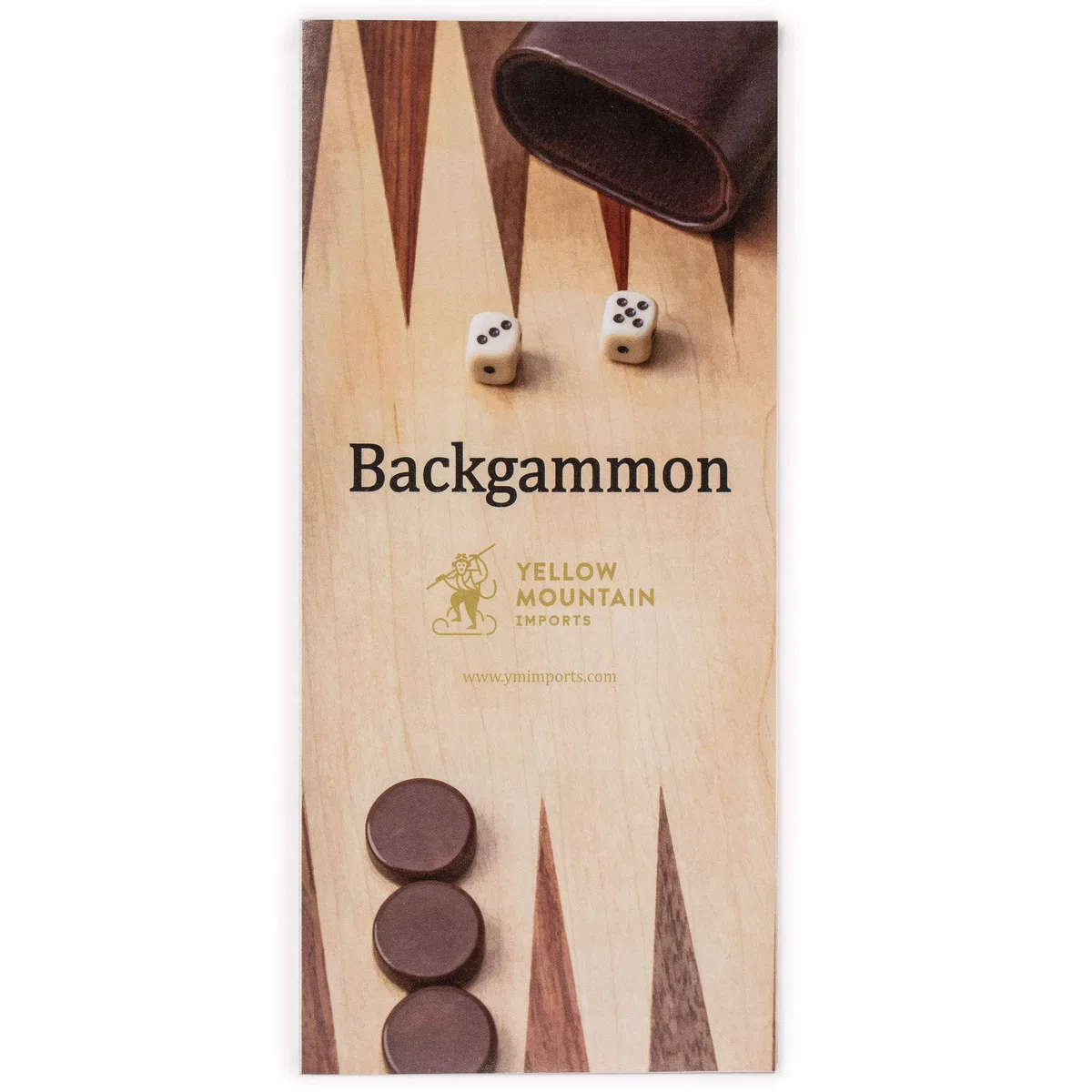 Yellow Mountain Imports, Set Backgammon Intarsiato in Legno, "Pasadena" - con Pedine in Acrilico e Tazze per Dadi in Legno, Tabellone 38,5 centimetri