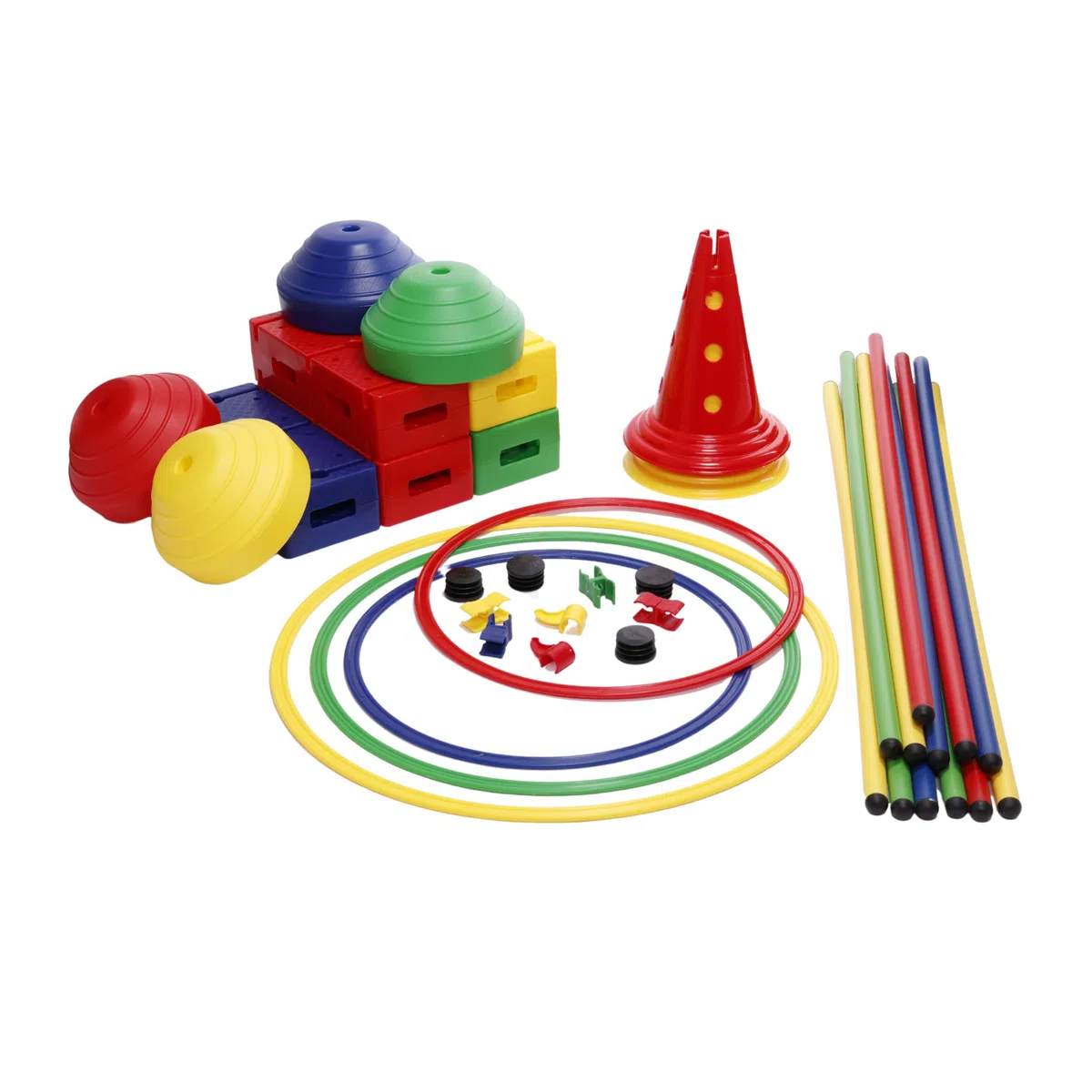 Italveneta Didattica - Kit Psicomotorio Modello A, Include Aste, Coni, Cerchi e Accessori, Colorato e Innovativo, per Attività Motoria e Creativa