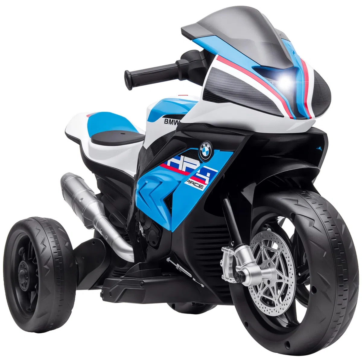 HOMCOM Moto Bambini BMW HP4 18-60 Mesi Fari Musica Pedali PP Metallo 82.5x42x54 cm Blu
