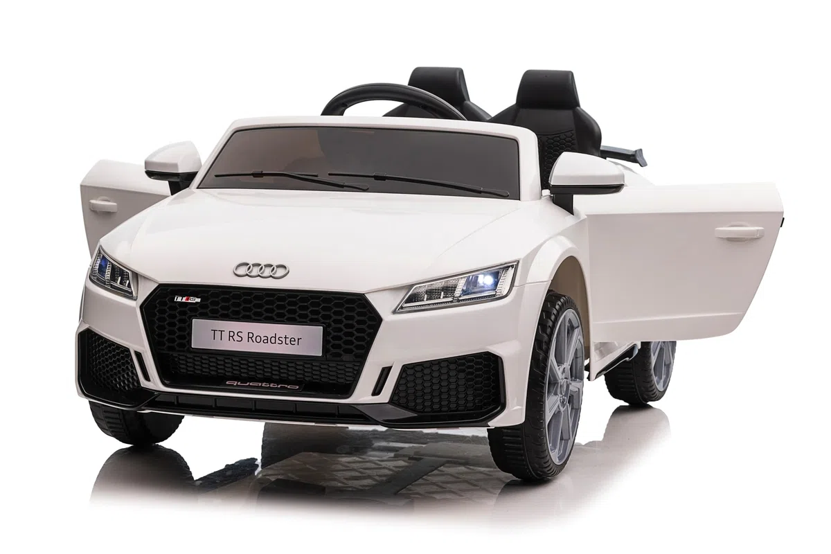 Audi TT RS Roadster Auto Elettrica Per Bambini 12V TOYSCAR Bianca Doppio Motore