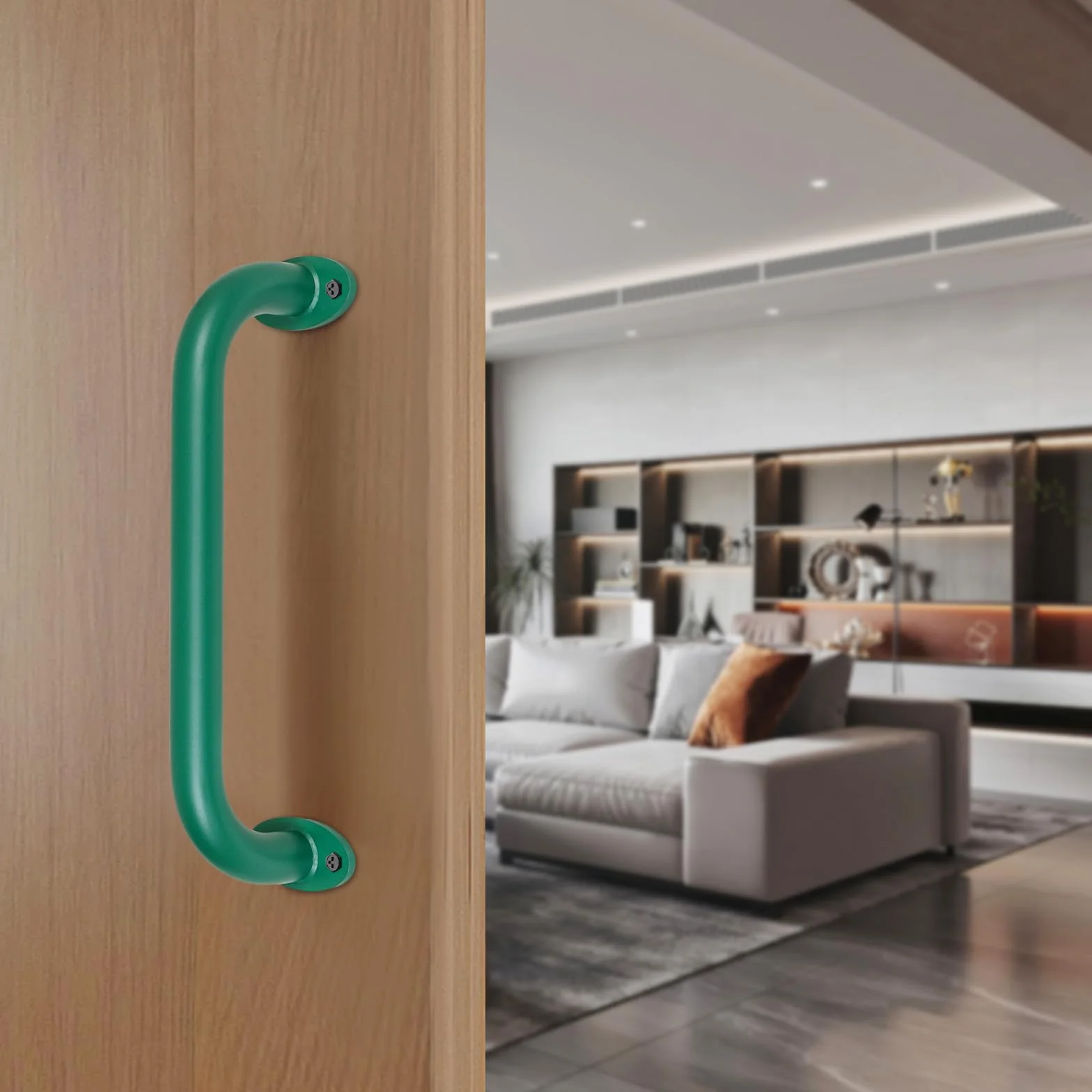 SELEWARE Confezione da 6 maniglie di sicurezza verdi da 30,5 cm, in metallo, per bambini, set di maniglie per altalena, maniglie per interni ed esterni, barre per scimmie, casa sull'albero, giungla