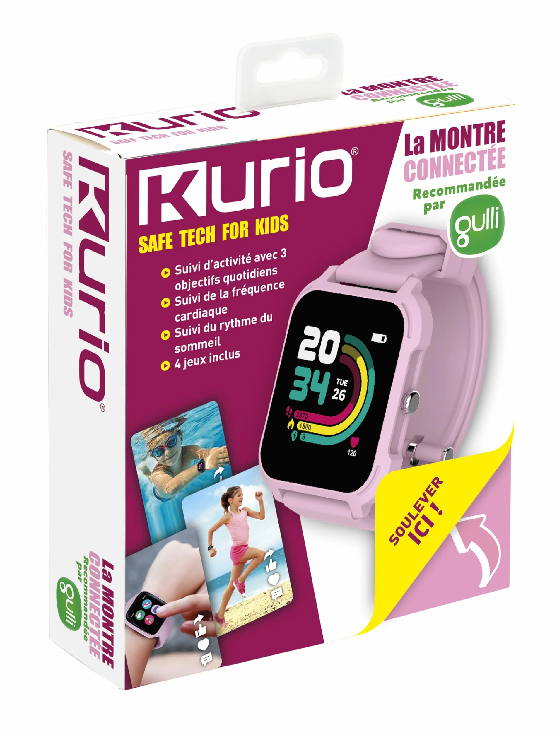 KURIO - Orologio intelligente rosa - Smart Watch per bambini e adolescenti - consigliato da Gulli - a partire dai 6 anni