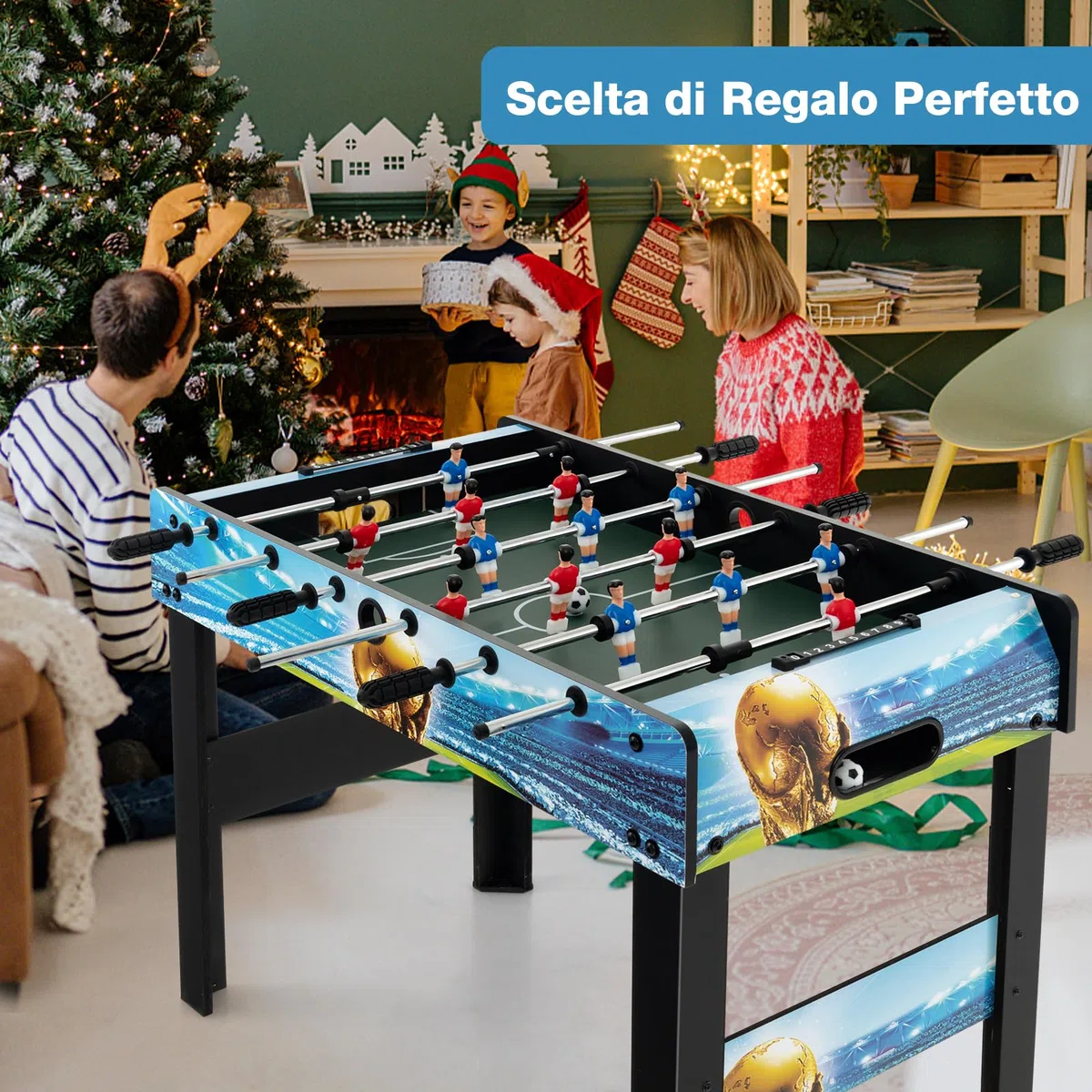 RELAX4LIFE 2-in-1 Calcio Balilla, Calcetto con Gambe Staccabili, Manici Ergonomici, 2 Palline, Segnapunti per Adulti e Bambini, per Casa, Ufficio, Bar