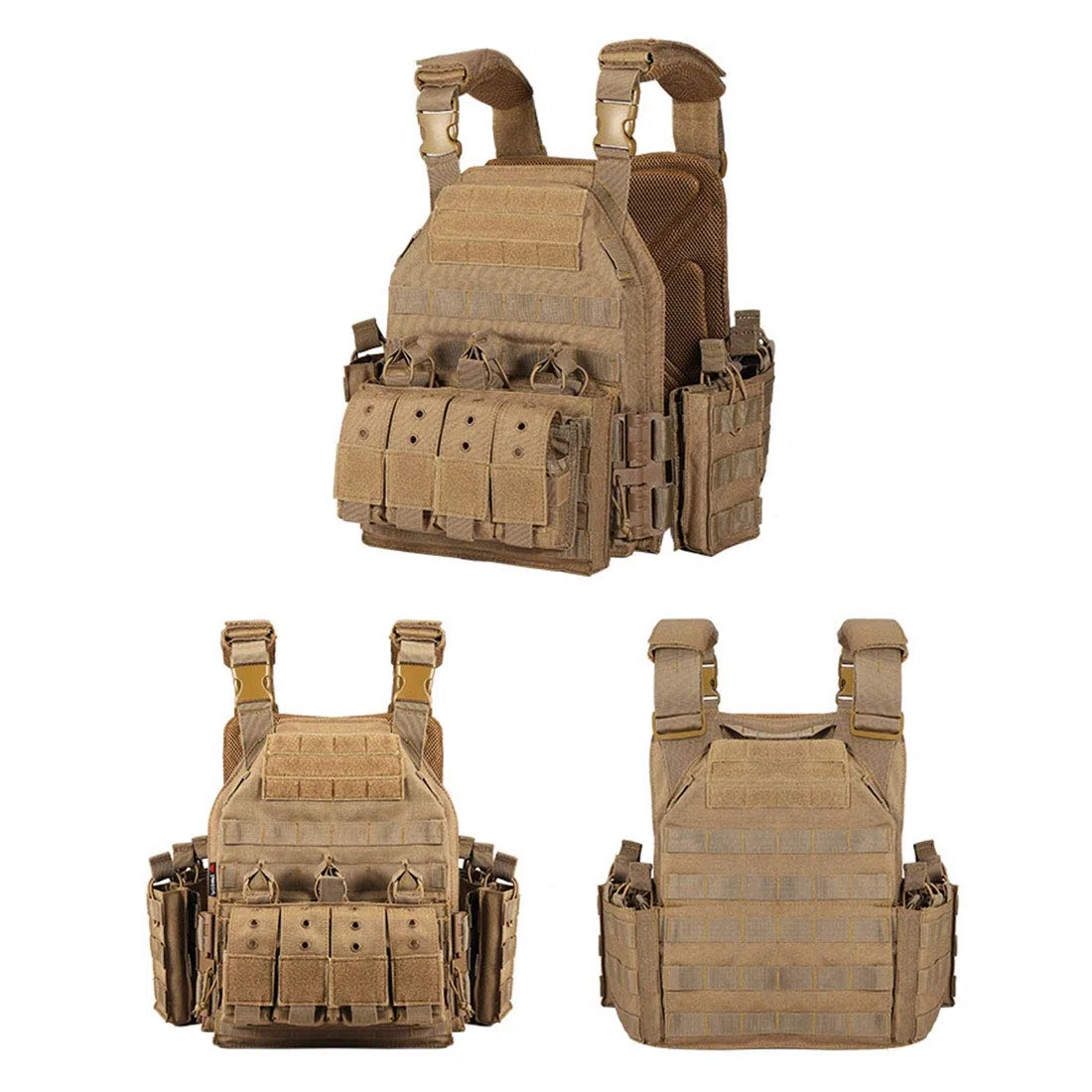 Gilet tattico per softair, con piastra a sgancio rapido, traspirante, per giochi di softair e giochi CS, borsa a tema personaggio cosplay, regali di Halloween, versione aggiornata CP, cachi, 46 x 35 x