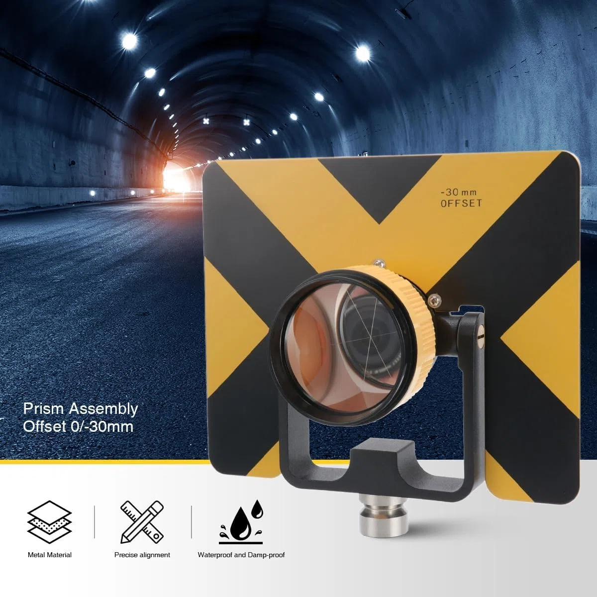 Prisma singola inclinazione da 64 mm, vetro ottico a membrana rossa K9 con filo da 5/8 "x11 per il rilevamento della terra Accessorio per la stazione totale per tunnel mine sondaggio sulle