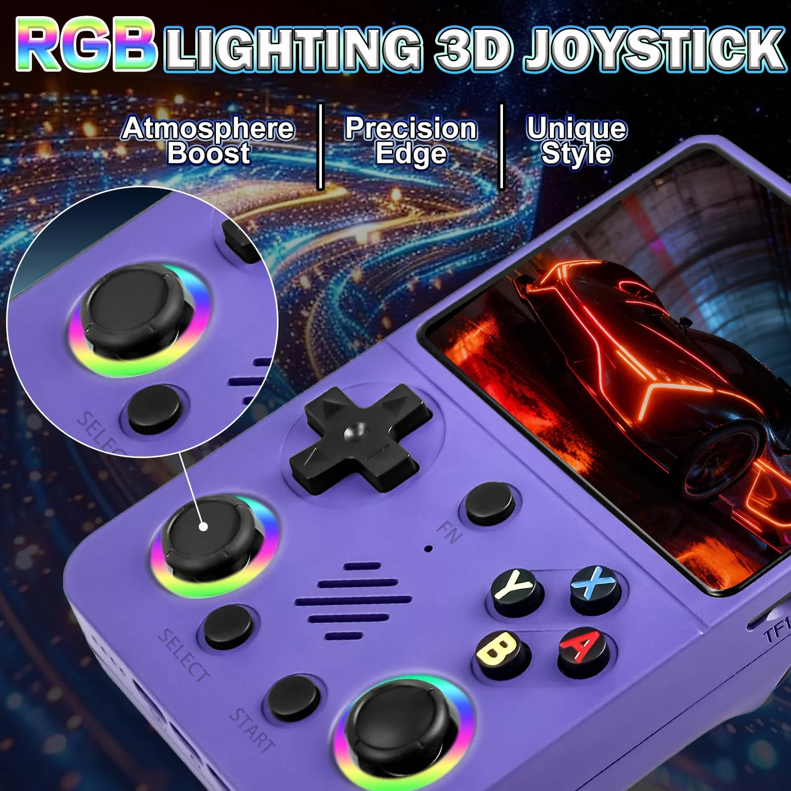 RG36PRO Retro Video Game Console-Support 30000+ Classic Games,3.5"IPS Screen,Open Source System,64G TF card,3000mAh Battery,Portable Console for Teen or Partner - Gift for Christmas - Purple