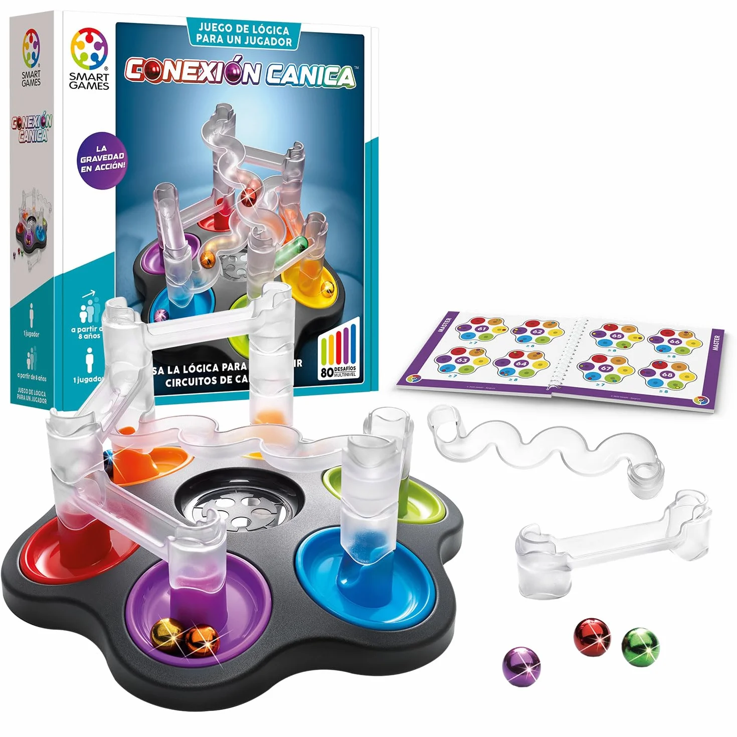 SmartGames - Collegamento Marmi | Bambini Puzzle E Puzzle Adulto con 80 Sfide E 6 Biglie | Giochi Bambini 8 Anni O più | Giochi Educativi Solitari
