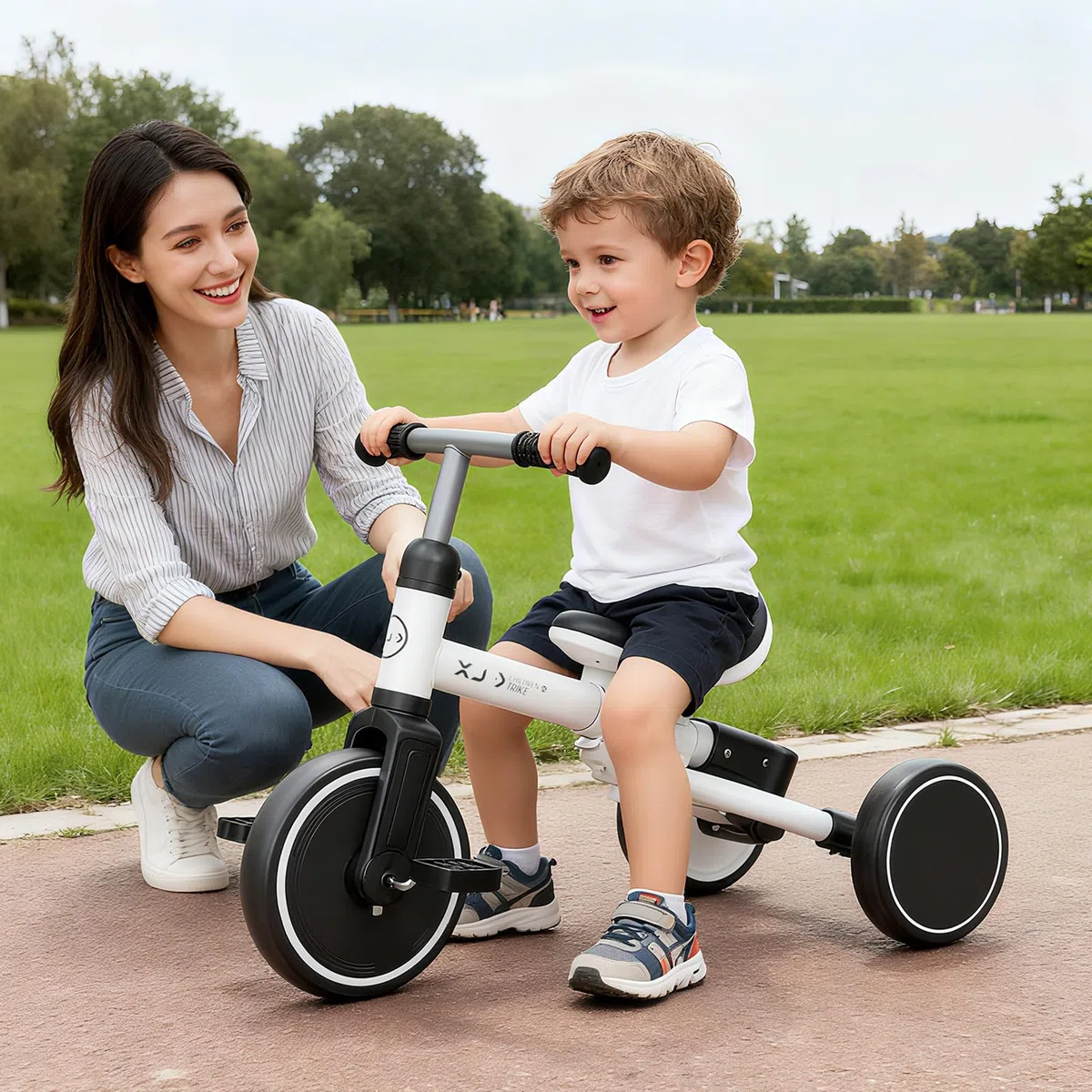 XJD Triciclo 5 in 1 per bambini 1-3 anni con maniglia regolabile e pedali rimovibili