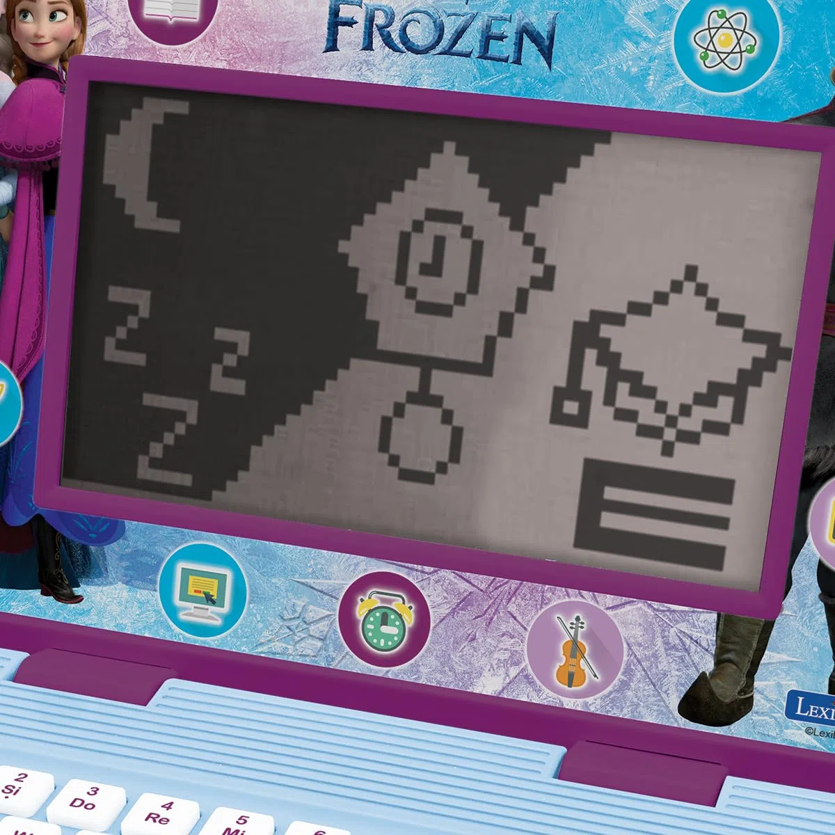 Lexibook, Frozen, Bilingue ed Educativo Laptop Tedesco/Inglese, Giocattolo per Bambini, 170 attività per Imparare, Giocare e Musica, Schermo Grande, Viola/Blu, JC599FZi3