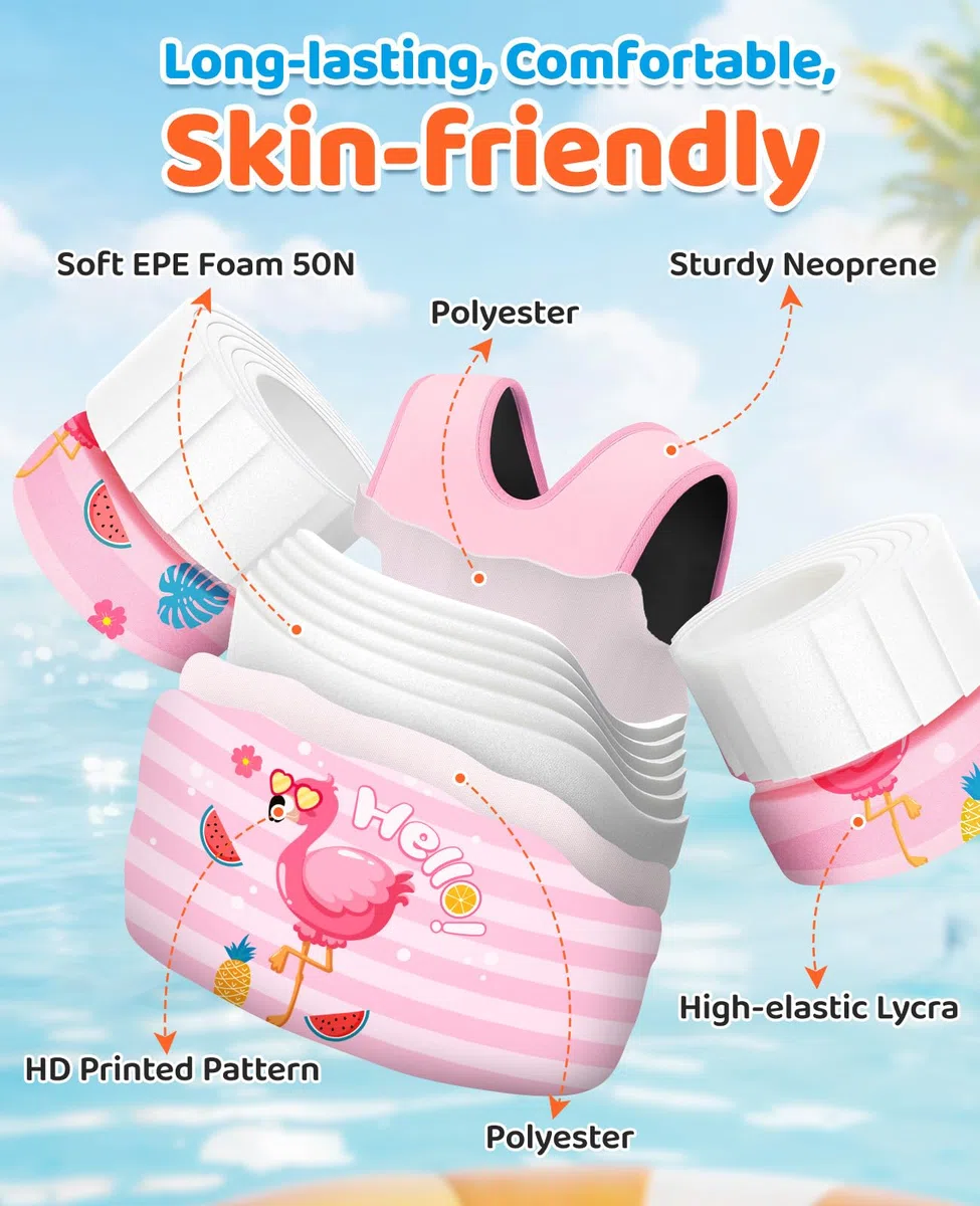 HeySplash Gilet da Nuoto per Bambini Braccioli Galleggianti Peso 9-22/15-30 KG Cinghia Regolabile Fischio