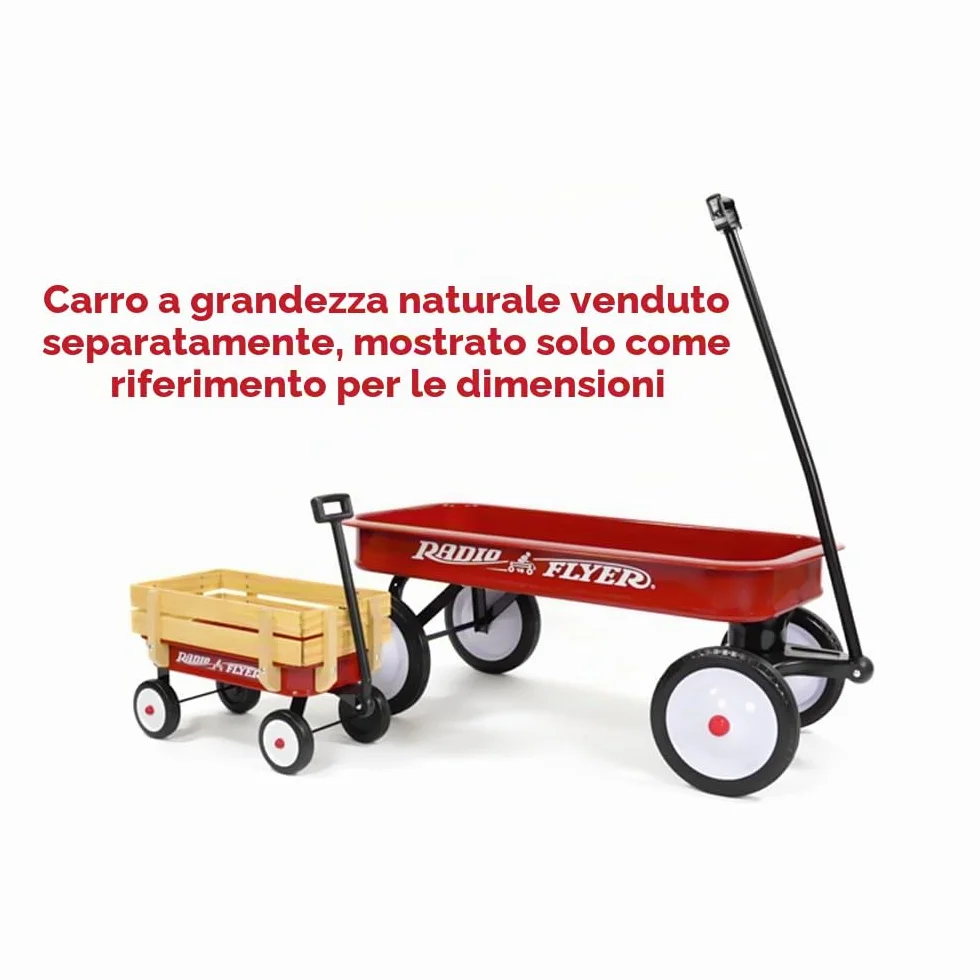 Radio Flyer Il mio primo carretto in acciaio e legno, Carretto giocattolo bambini rosso, Per bambini dai 18 mesi