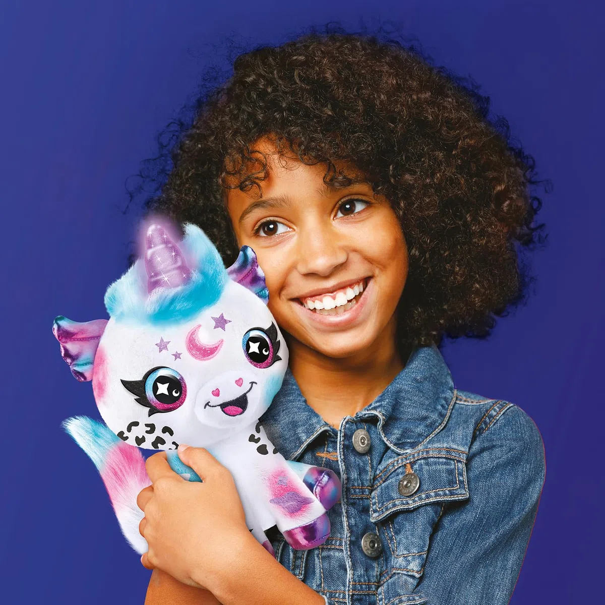 Peluche unicorno cosmico personalizzabile bianco con corno magico