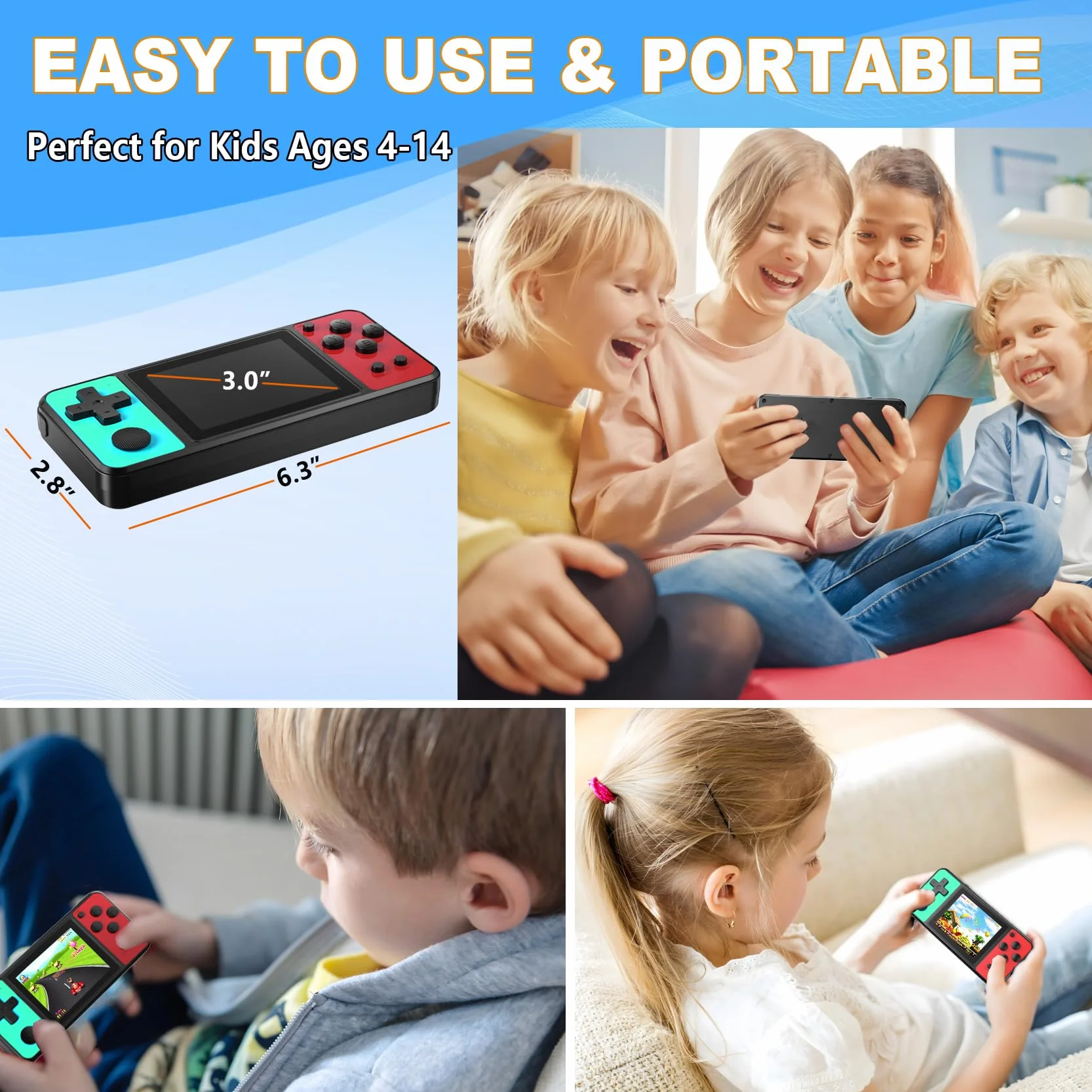 Giochi portatili a 32 bit - 139 videogiochi integrati - Display IPS da 3" ricaricabile - Giocatore arcade portatile - Giocattoli elettronici per bambini