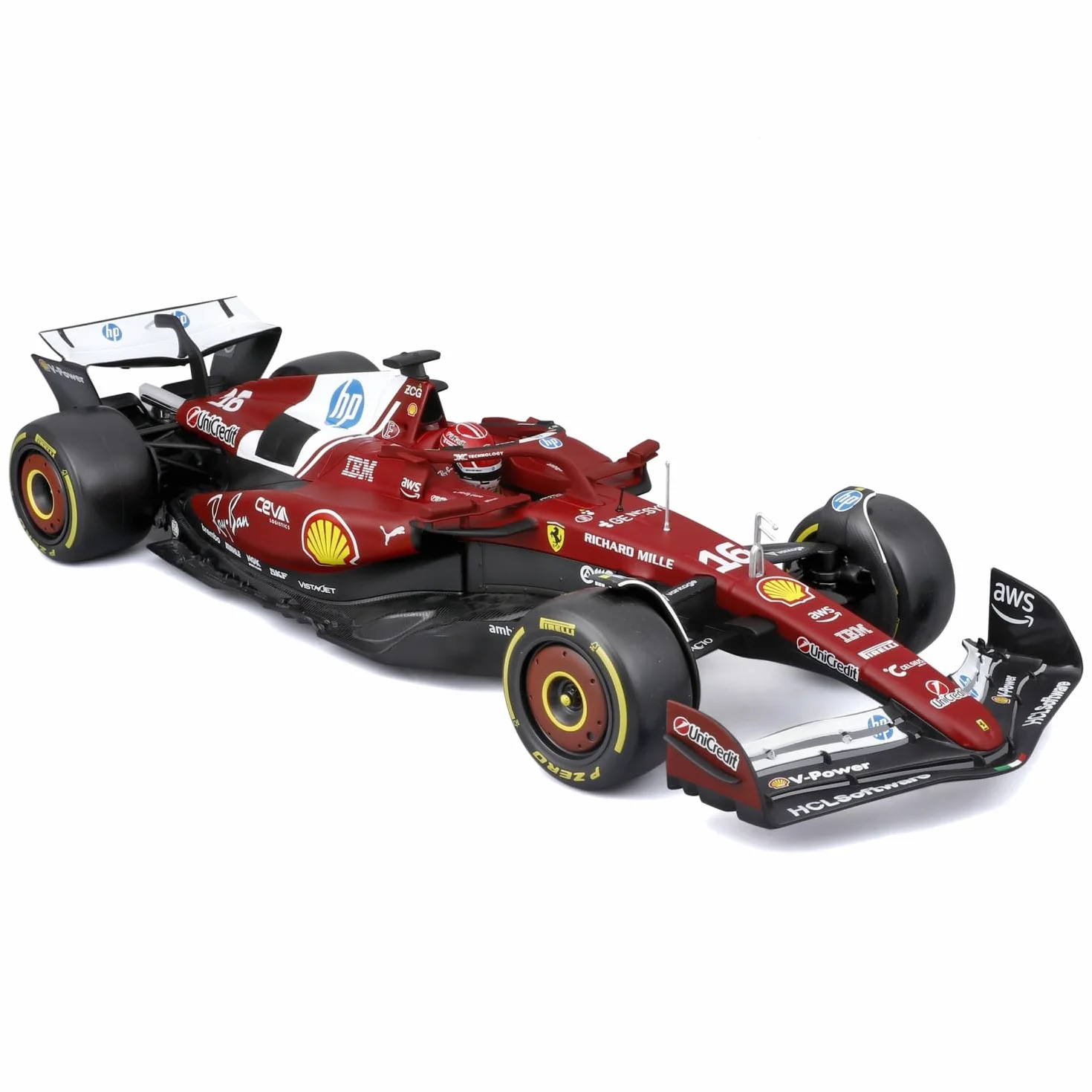 Bburago – Ferrari SF-25 F1 2025#16 Leclerc, Diecast Modellino Auto 1:18, replica autentica della Ferrari Formula 1 Bolid, licenza ufficiale, età consigliata 14+ anni