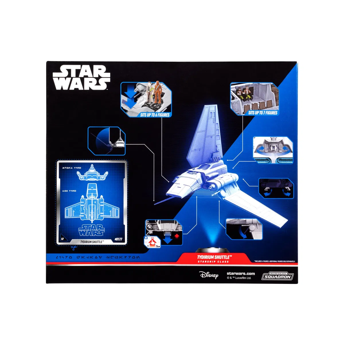 Jazwares Star Wars Micro Galaxy Squadron Tydirium Shuttle - Veicolo da 7 pollici con decorazione unica e quattro accessori per micro figure da 2,5 cm