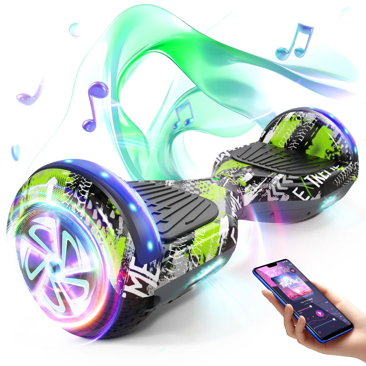 SISIGAD Self-balancing Hoverboard Bluetooth Coloured LED Lights Gifts for Children