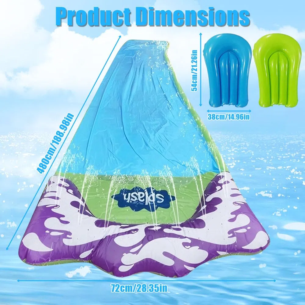Tappeto Scivolo Acqua Piscina 480x70cm per Prato con Bodyboard, Irrigazione per Feste Estive
