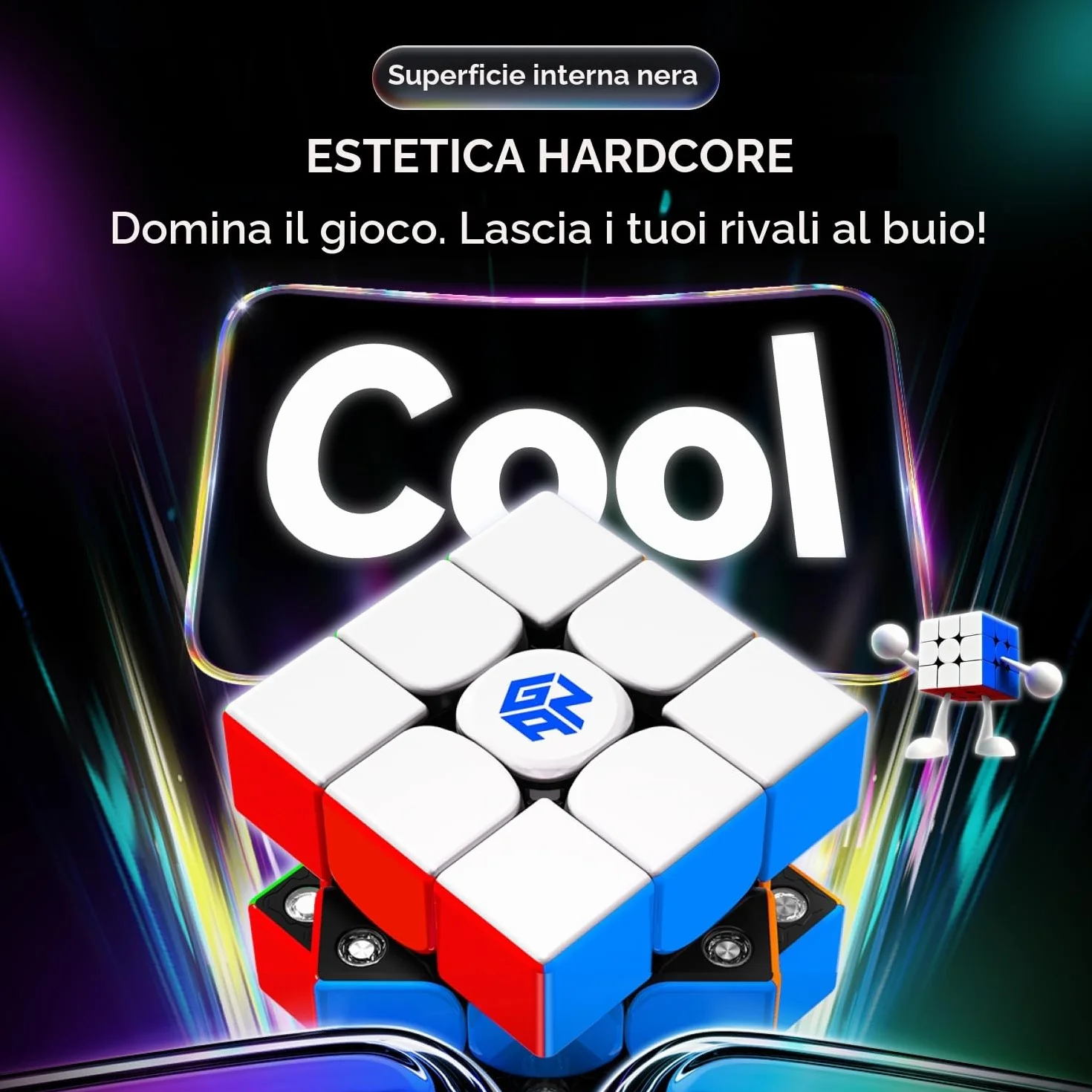 GAN V100 Maglev Cubo di Velocità Professionale 3x3 Speed Cube, Cubo Magnetico con 72 Magneti e Design Leggero da 64g, GAN Cube 355 Maglev è Perfetto per Giocatori con Mani Piccole e per Principianti.