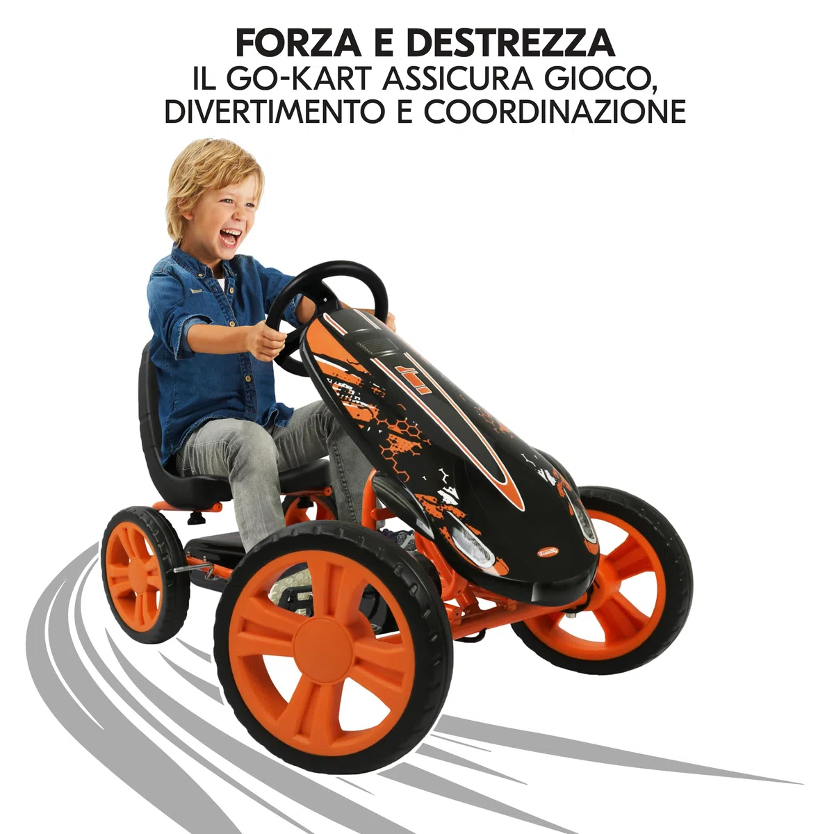 Hauck Speedster Go Kart a Pedali per Bambini 4-50 kg 90-110 cm Freno a Mano Sedile Regolabile Ruote EVA Telaio Acciaio