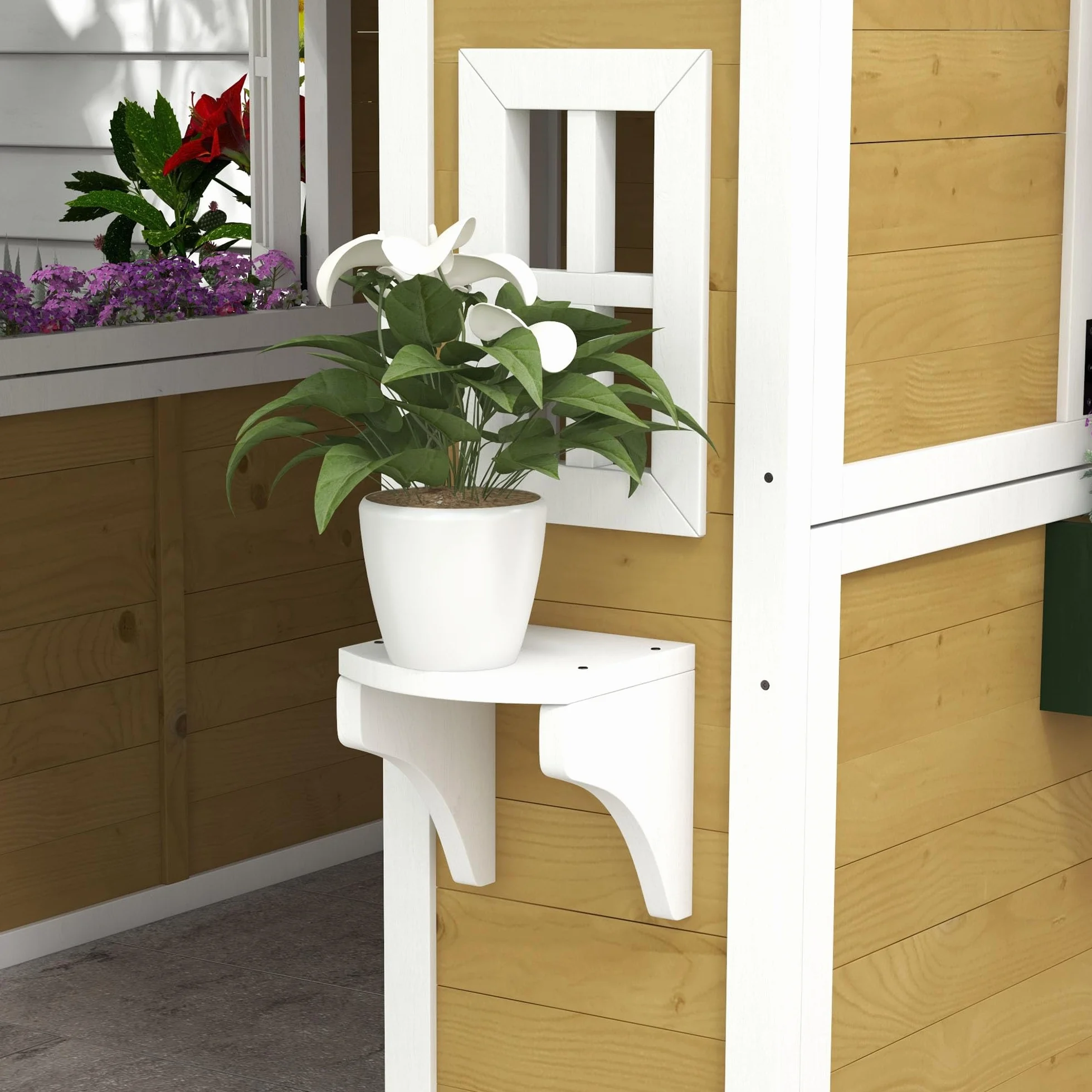 Outsunny Casetta da giardino in legno per bambini 114x126,4x135 cm