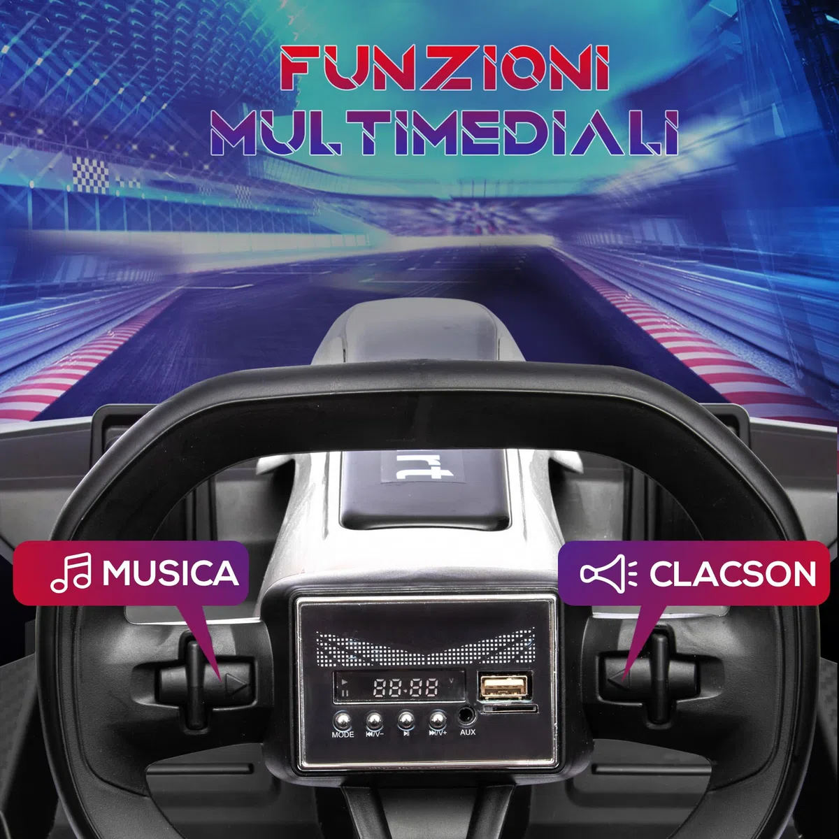 HOMCOM Go Kart Elettrico Bambini 24V 2 Motori Drift Sedile Regolabile Bianco
