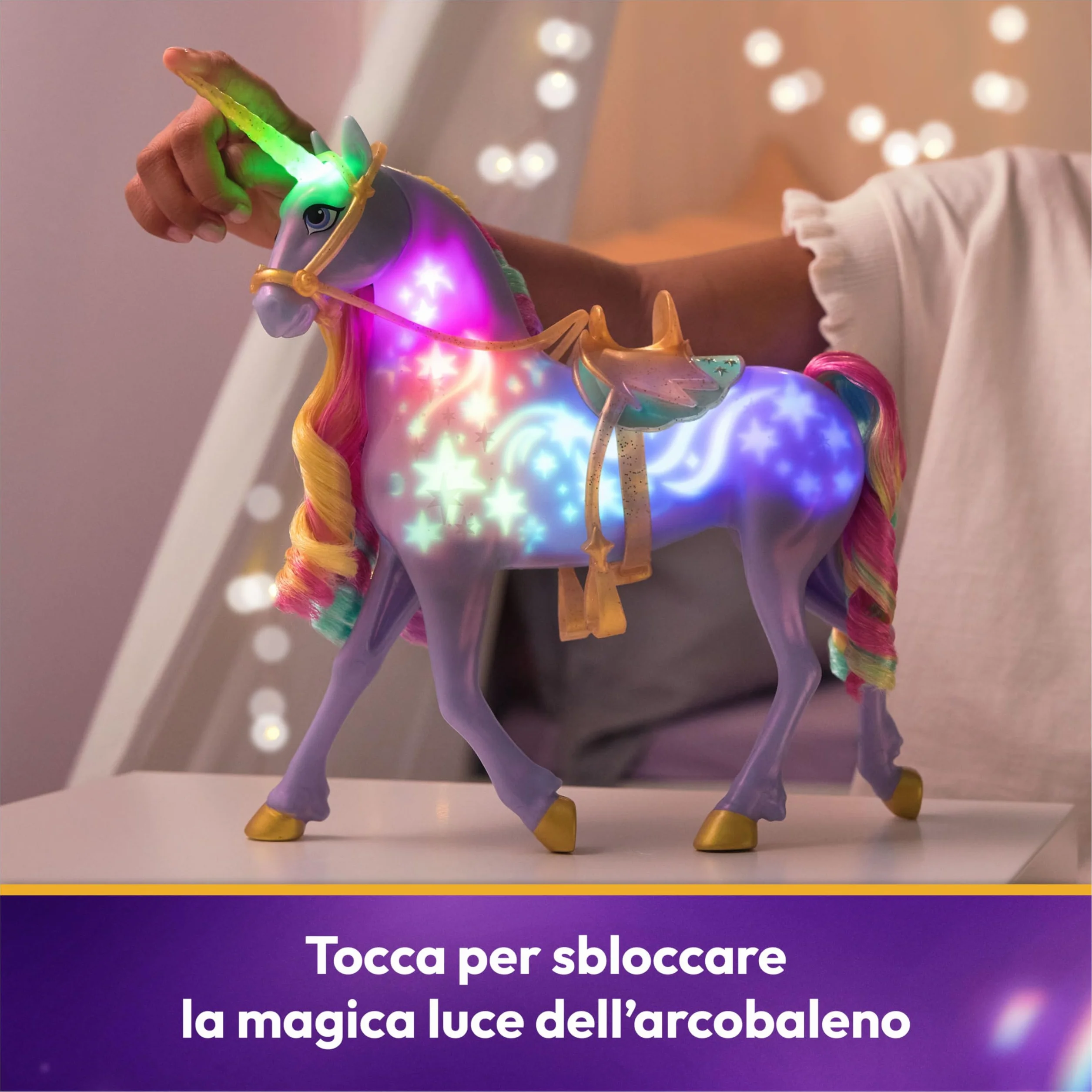 Unicorn Academy, Unicorno Wildstar Interattivo, Magica Luce dell’Arcobaleno, con Luci, Suoni e Musica, per Bambine, 4+ Anni
