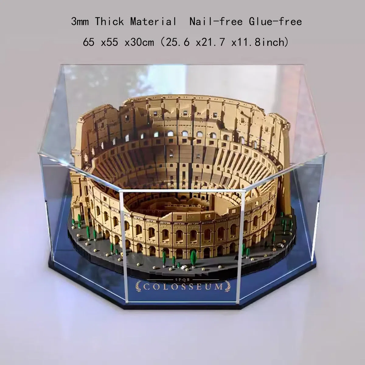 Vetrina in acrilico per Lego 10276 Colosseo, scatola antipolvere, scatola portaoggetti, scatola trasparente, compatibile con Lego 10276 (solo custodia, nessun modello) (nero)