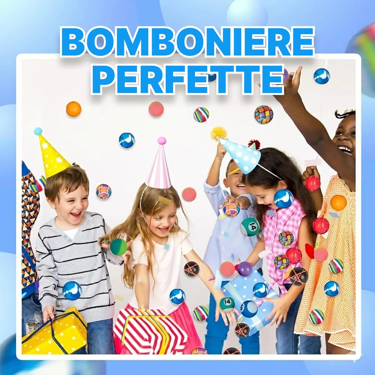 Bedwina Palline rimbalzanti sfuse – Confezione da 250 (27 mm), assortimento misto di piccole palline in gomma colorate ad alto rimbalzo, perfette come bomboniere, premi e regali per bambini