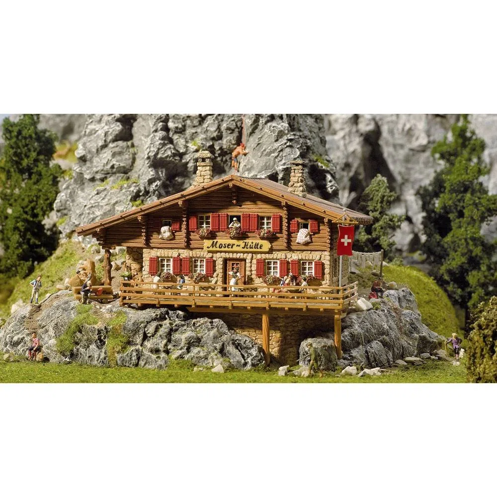 FALLER Highgegebirgshütte Moser-Hütte - Modellino con 274 pezzi 182 x 130 x 120 mm I Modelleisenbahn H0 Berghütte