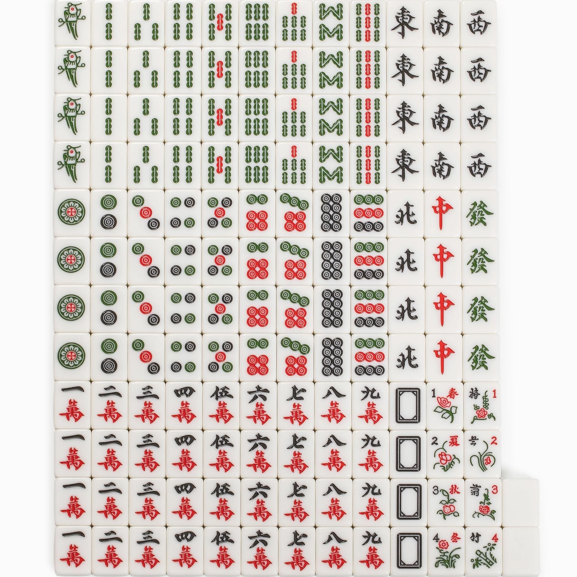 Yellow Mountain Imports Set Mahjong cinese "Emerald Weave" 146 piastrelle 40 mm custodia vinile