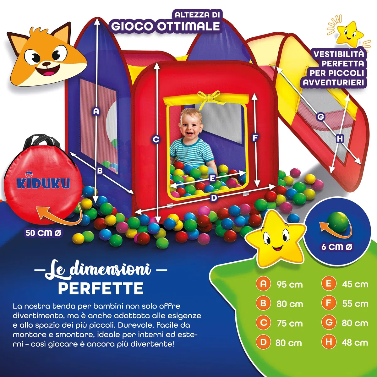 KIDUKU Tenda da gioco per bambini pop up con 200 palline borsa da esterno