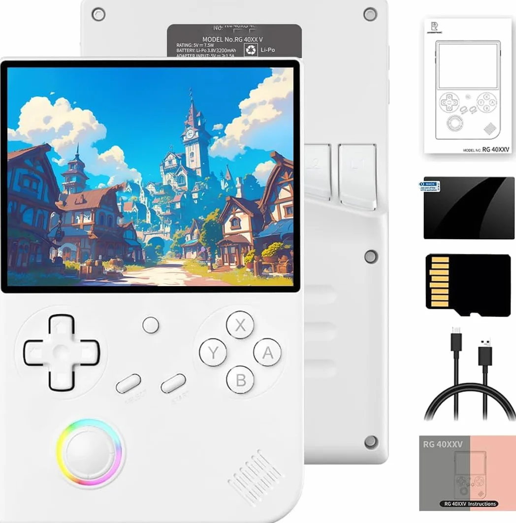 RG40XXV - Console di gioco portatile retro, schermo IPS 4 pollici, sistema Linux, scheda SD 64 GB, CPU Quad-Core H700, WiFi 5G, Bluetooth 4.2, uscita TV, batteria 3200