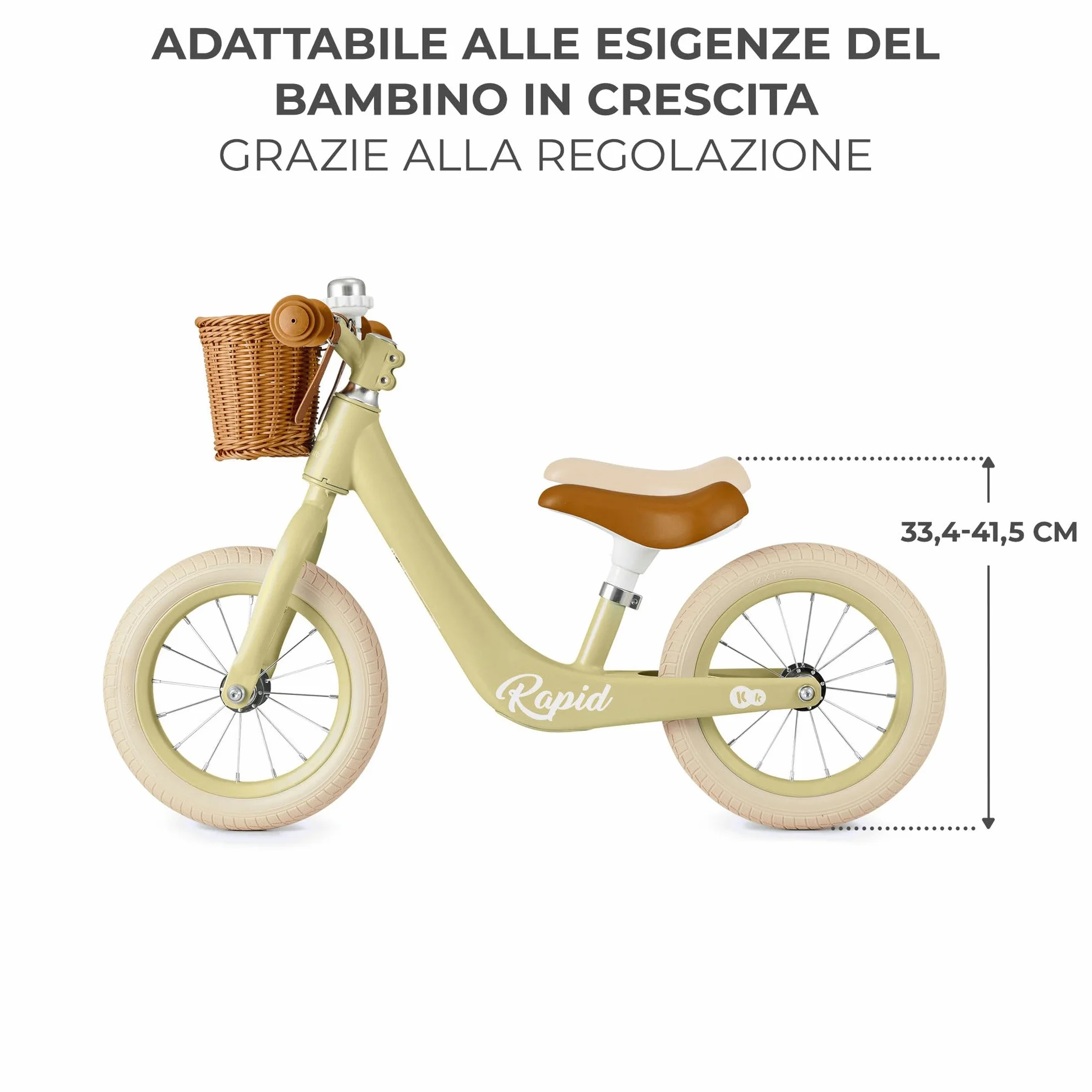 Kinderkraft RAPID2 Bicicletta in metallo, Bici senza pedale, Giocattoli per bambini da 2 anni a 35 kg