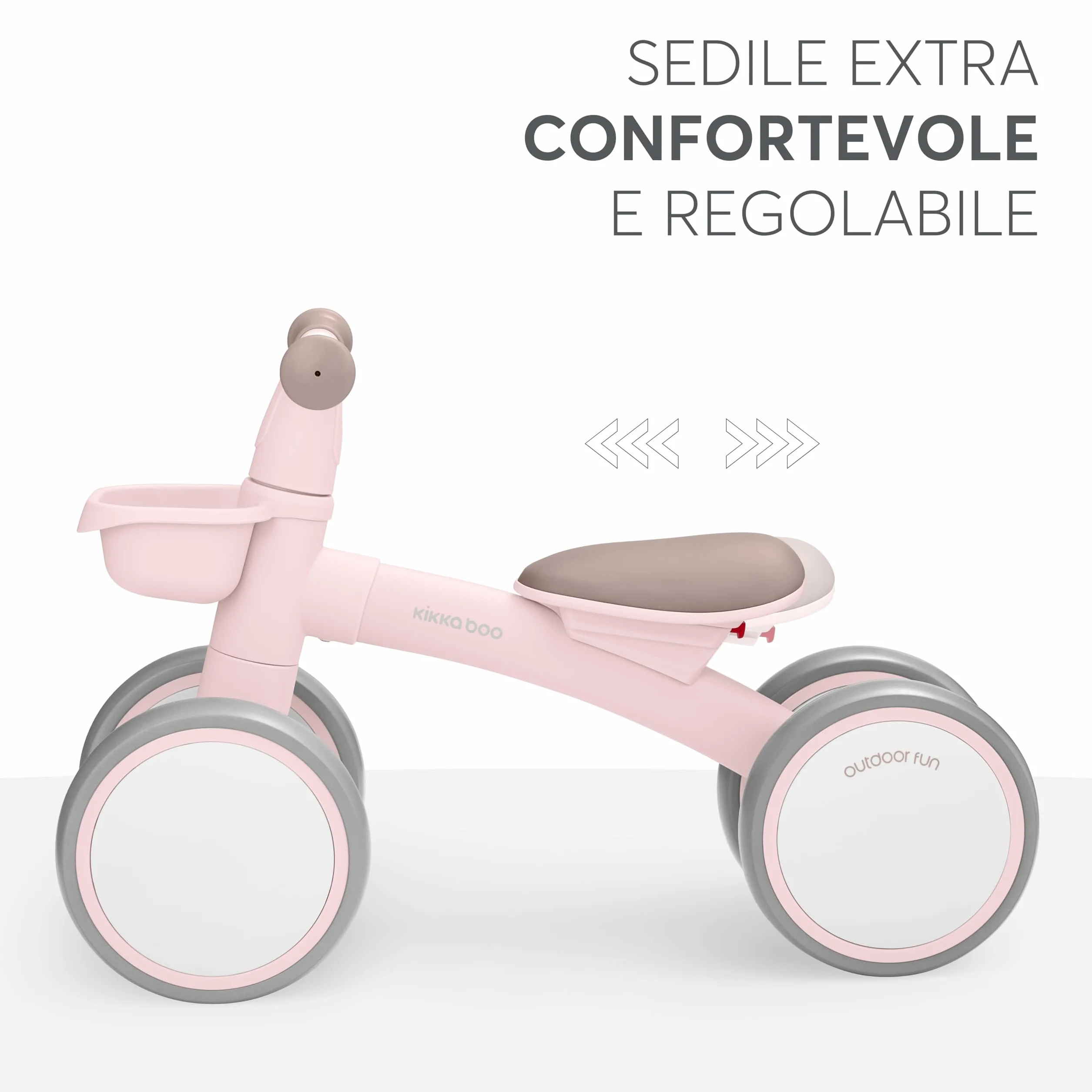 KikkaBoo Bicicleta Sin Pedales ZIPI, Correpasillos Bebé 1 Año, Bicicleta Equilibrio, Bici Bebé con Canasta, Ajustable, Juguete para Niños, Regalo Bebé, Rosa