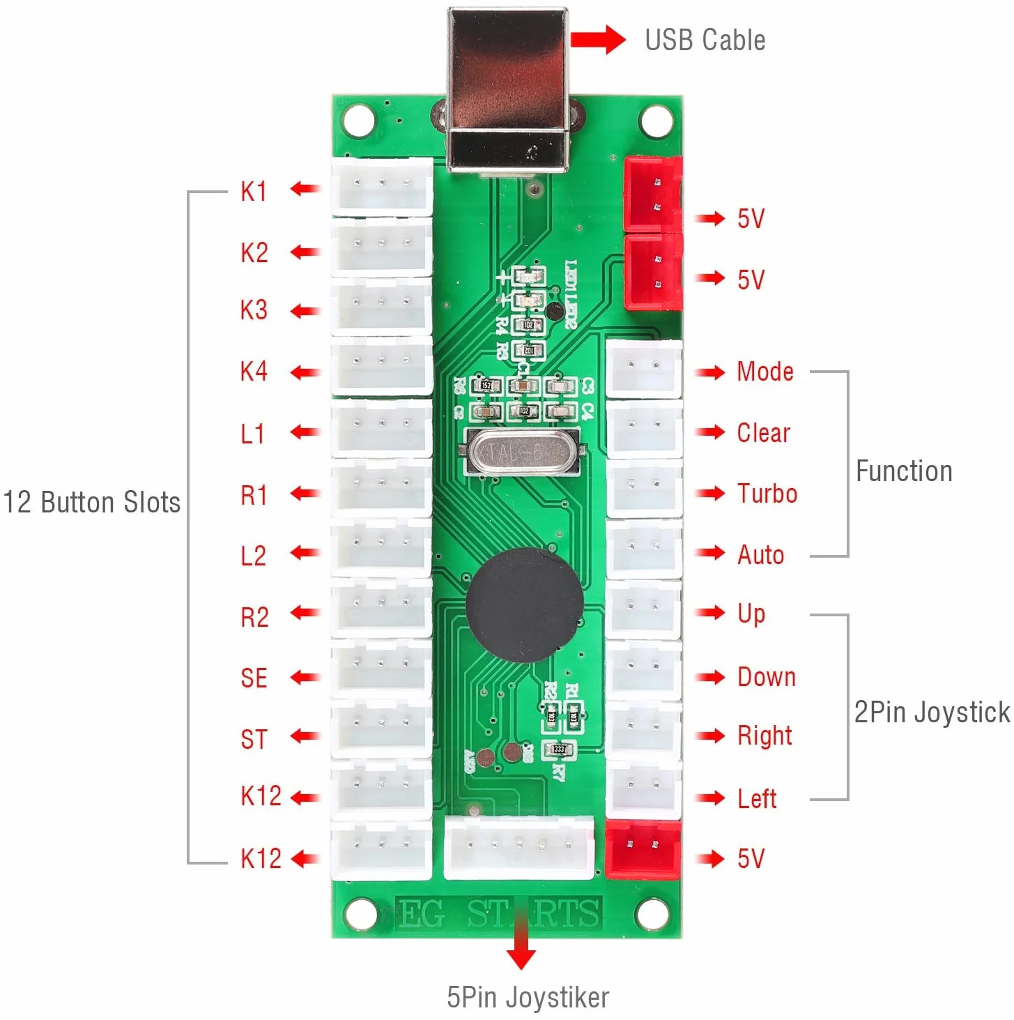 Fosiya 2 Giocatori Arcade Joystick LED Chrome Pulsanti per PC MAME Raspberry Pi Videogiochi Arcade Cabinet Parts (Colori Misti)