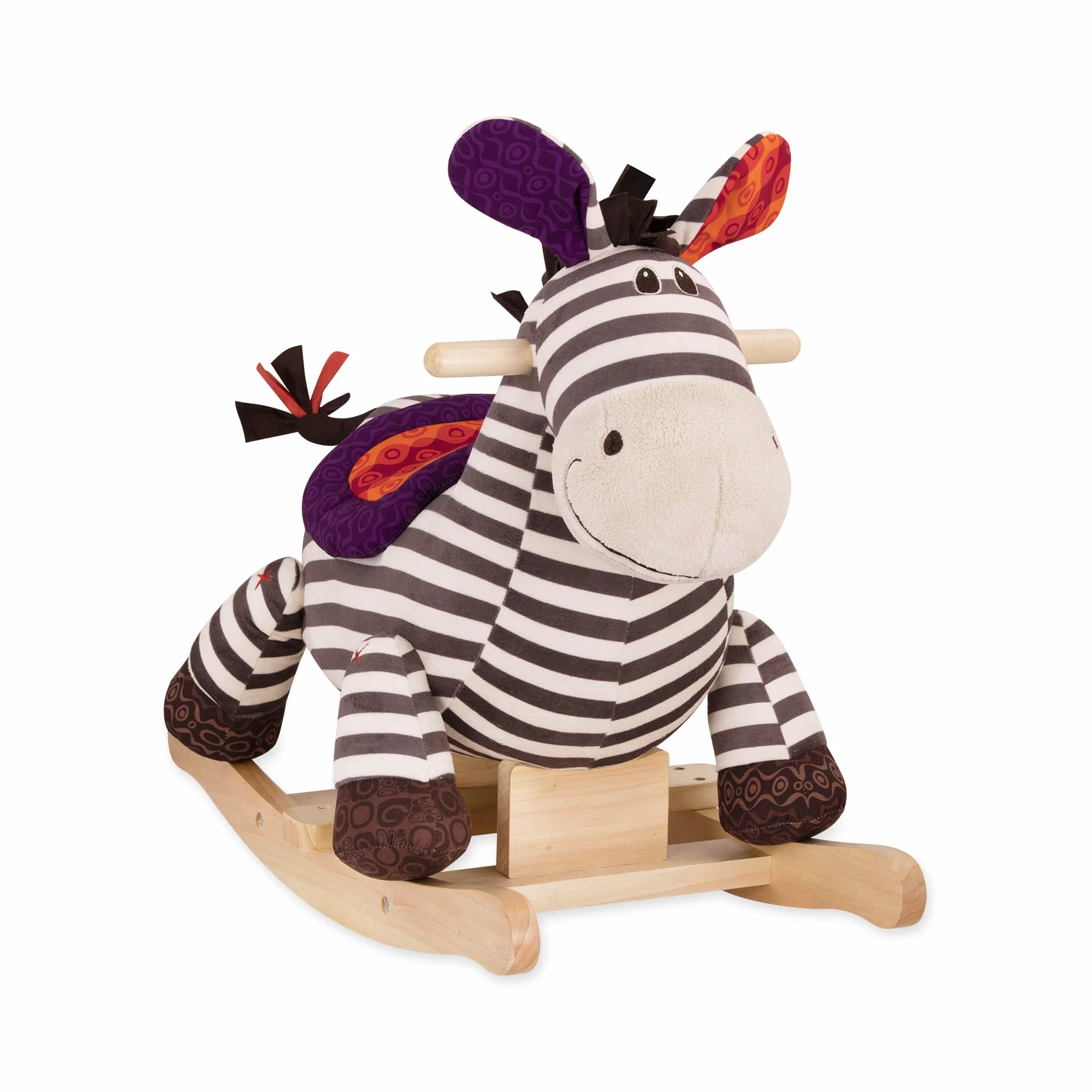 B. toys - Rodeo Rockers - Kazoo - Zebra a dondolo - Sedile comodo e dondoli in legno duro - Giocattolo per lo sviluppo del gioco attivo - Robusto e durevole - 18 mesi +