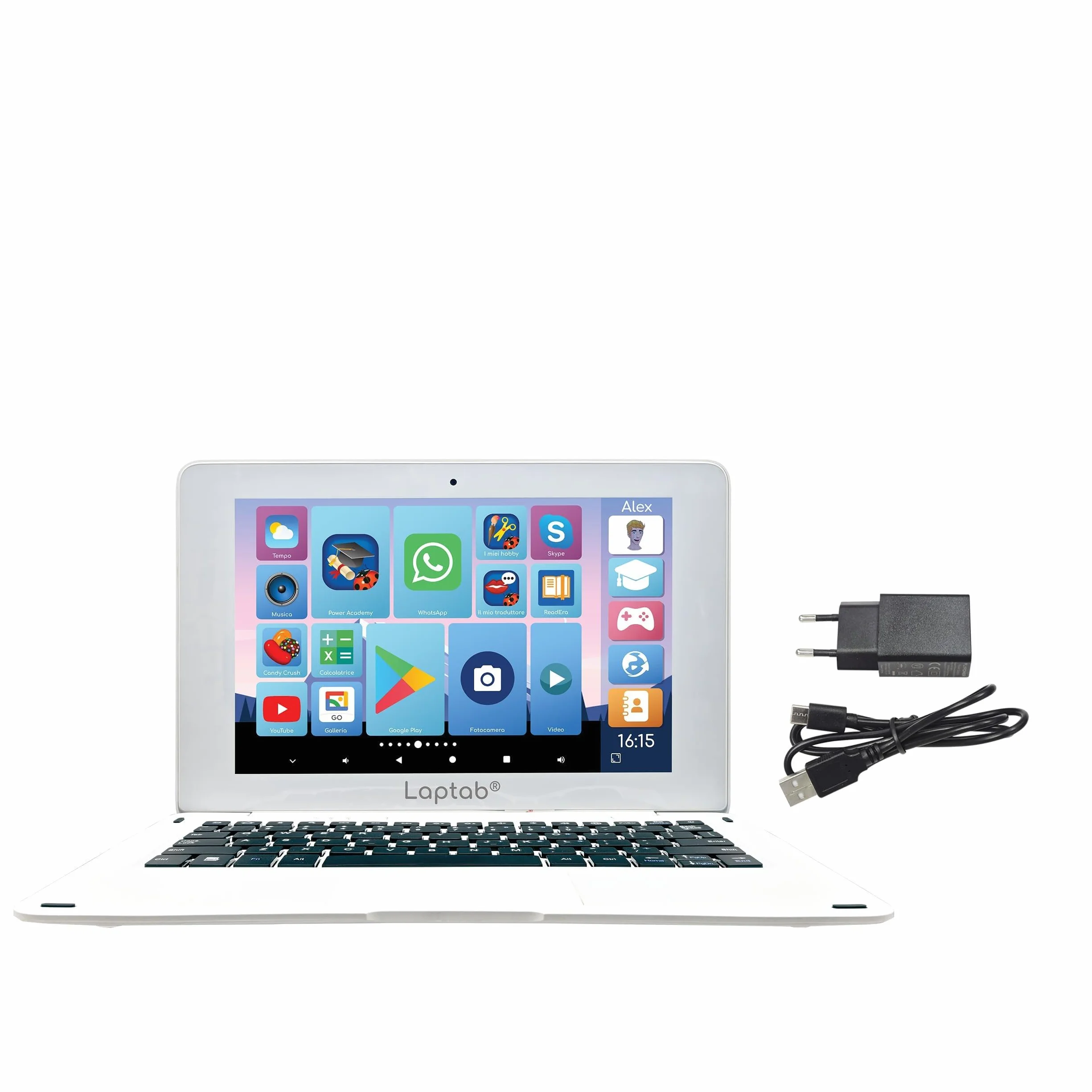 Lexibook LAPTAB® 10, Laptop con touch screen, Progettato per tutta la famiglia, Contenuti educativi e divertenti, Powered by Android™, Controllo genitori, Ultra sottile e leggero, LT10IT