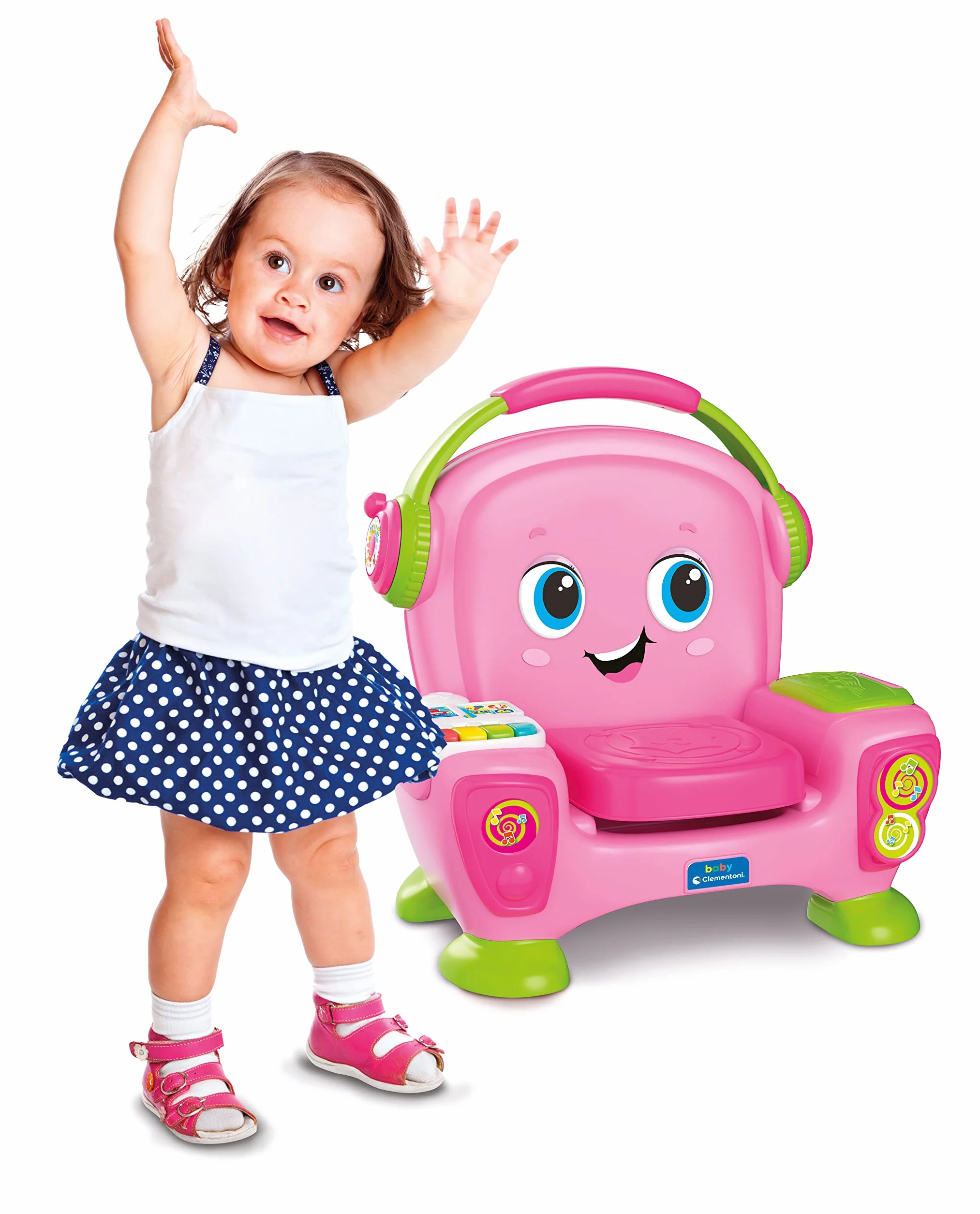 Clementoni Baby Poltroncina Interattiva Canta Suona e Balla Pink, Bambini 12-36 Mesi, Gioco Educativo con Luci e Filastrocche per Imparare Cantando e Ballando, Made in Italy, Lingua Italiana, 17755
