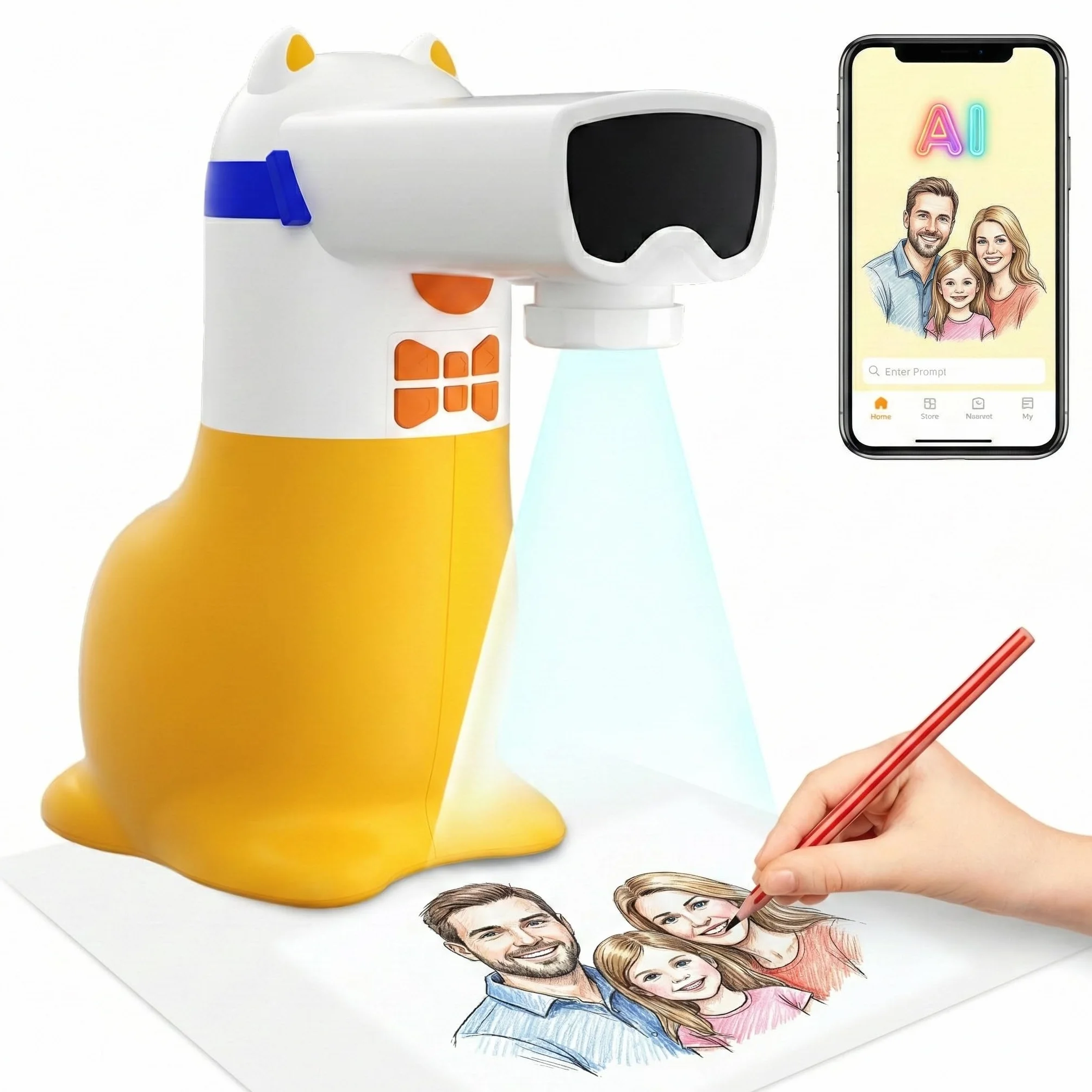 Regalo di compleanno per ragazzi e ragazze, proiettore di disegno AI per bambini, giocattolo educativo per l’apprendimento artistico, robot da pittura per bambini di 4 5 6 7 8 9 anni