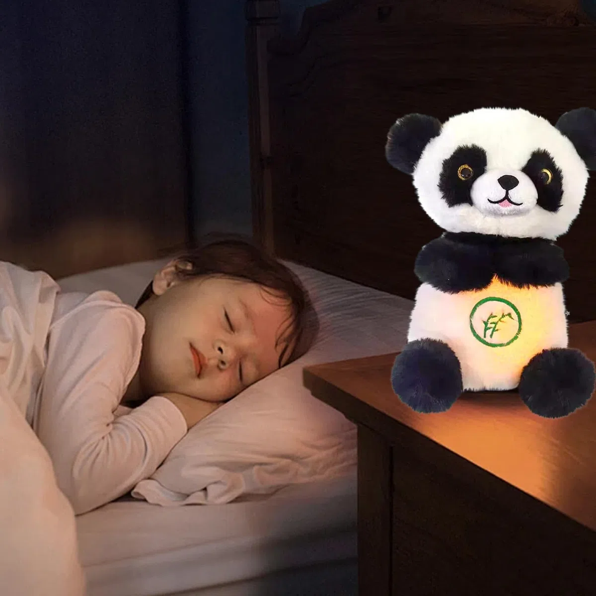 Panda di Peluche che Respira e Si Illumina con Ninna Nanna - Realistico 5,9 x 12,6 Pollici, Sollievo dall'Ansia, Rilassante per Bambini