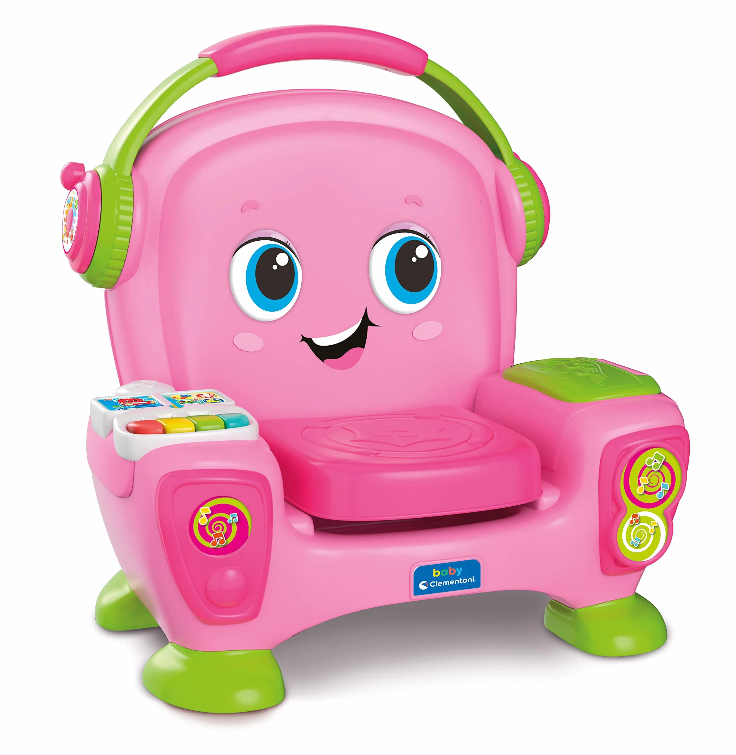 Clementoni Baby Poltroncina Interattiva Canta Suona e Balla Pink, Bambini 12-36 Mesi, Gioco Educativo con Luci e Filastrocche per Imparare Cantando e Ballando, Made in Italy, Lingua Italiana, 17755