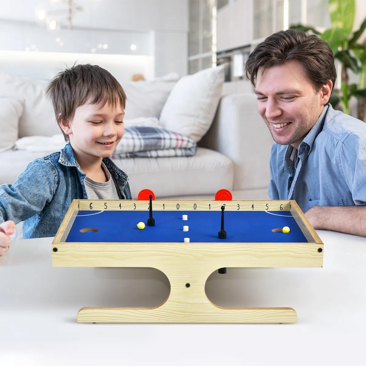 HOMASIS Air Hockey da Tavolo Magnetico con 2 Marcatori, 2 Palle, 3 Magneti - Gioco per Bambini e Adulti