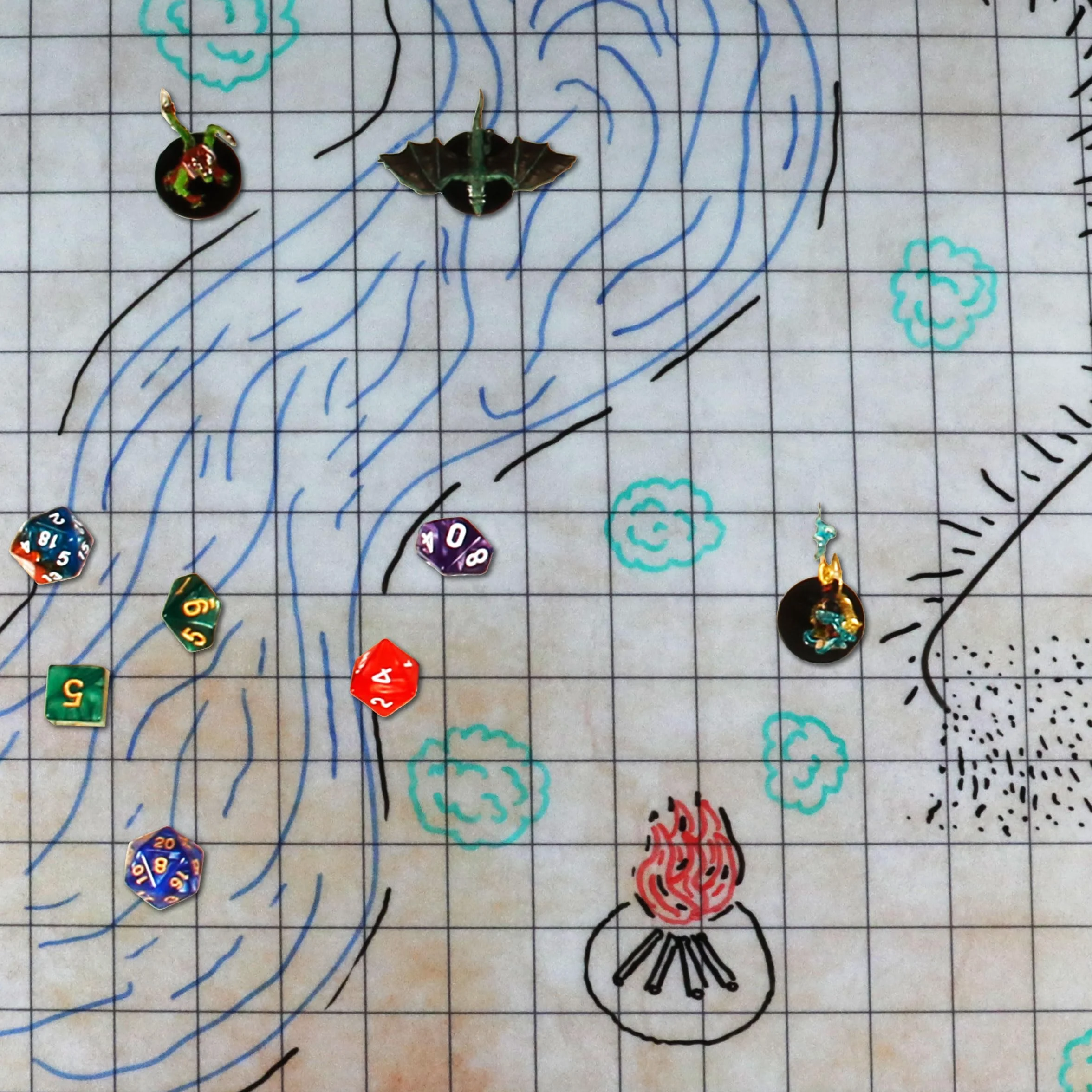 ENHANCE Deluxe Rpg Grid Mat - Mappa DND da Tavolo (60.96 x 91.44 CM) Gioco di Ruolo Dry Erase DND Mat Set Completo per Maestri e Principianti, Tappetino Battle Grid in Pergamena cancellabile
