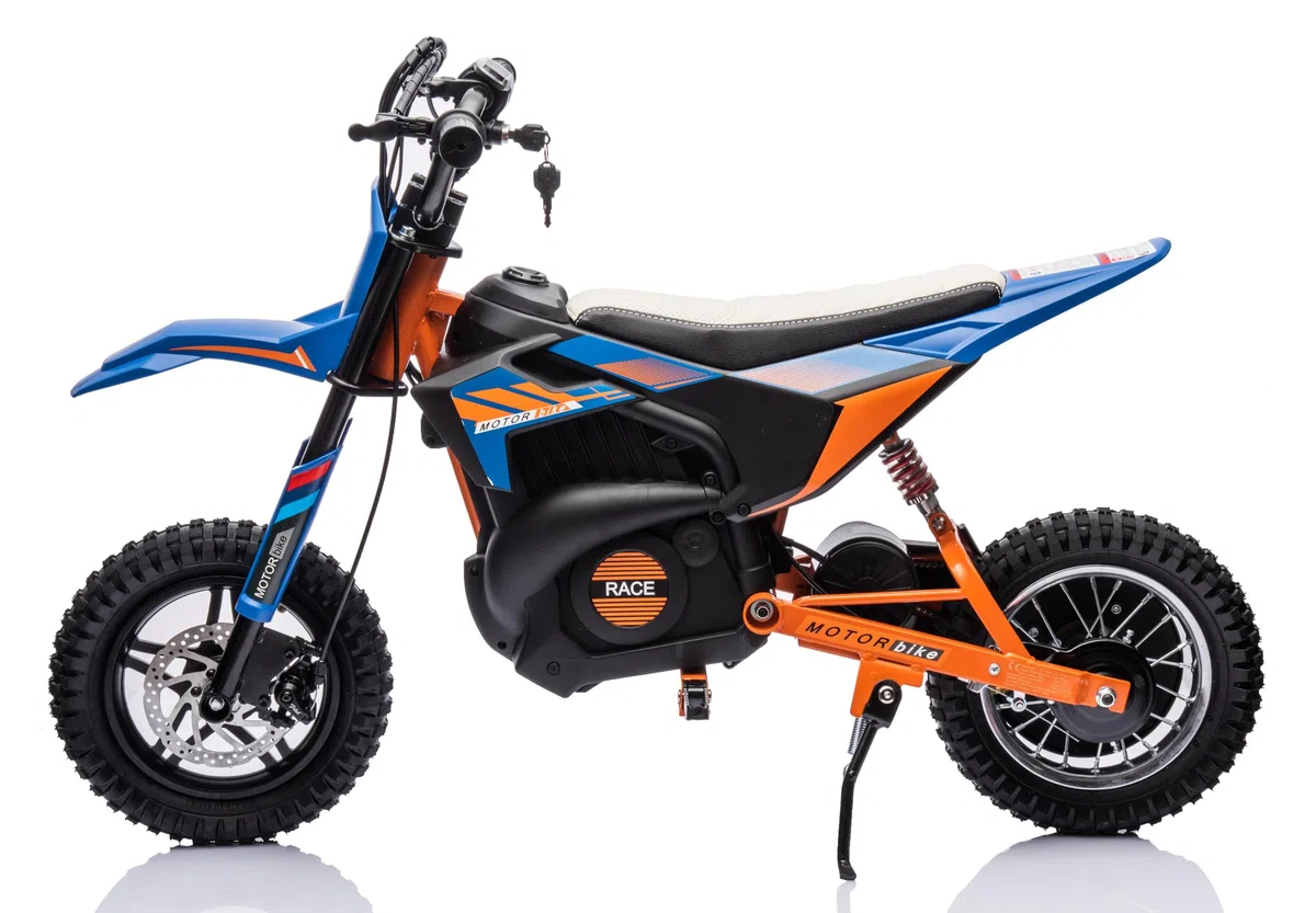 Moto Elettrica per Bambini 24V 250W Motocicletta Elettrica Ruote Gonfiabili Freno a Disco 22 km/h Blu