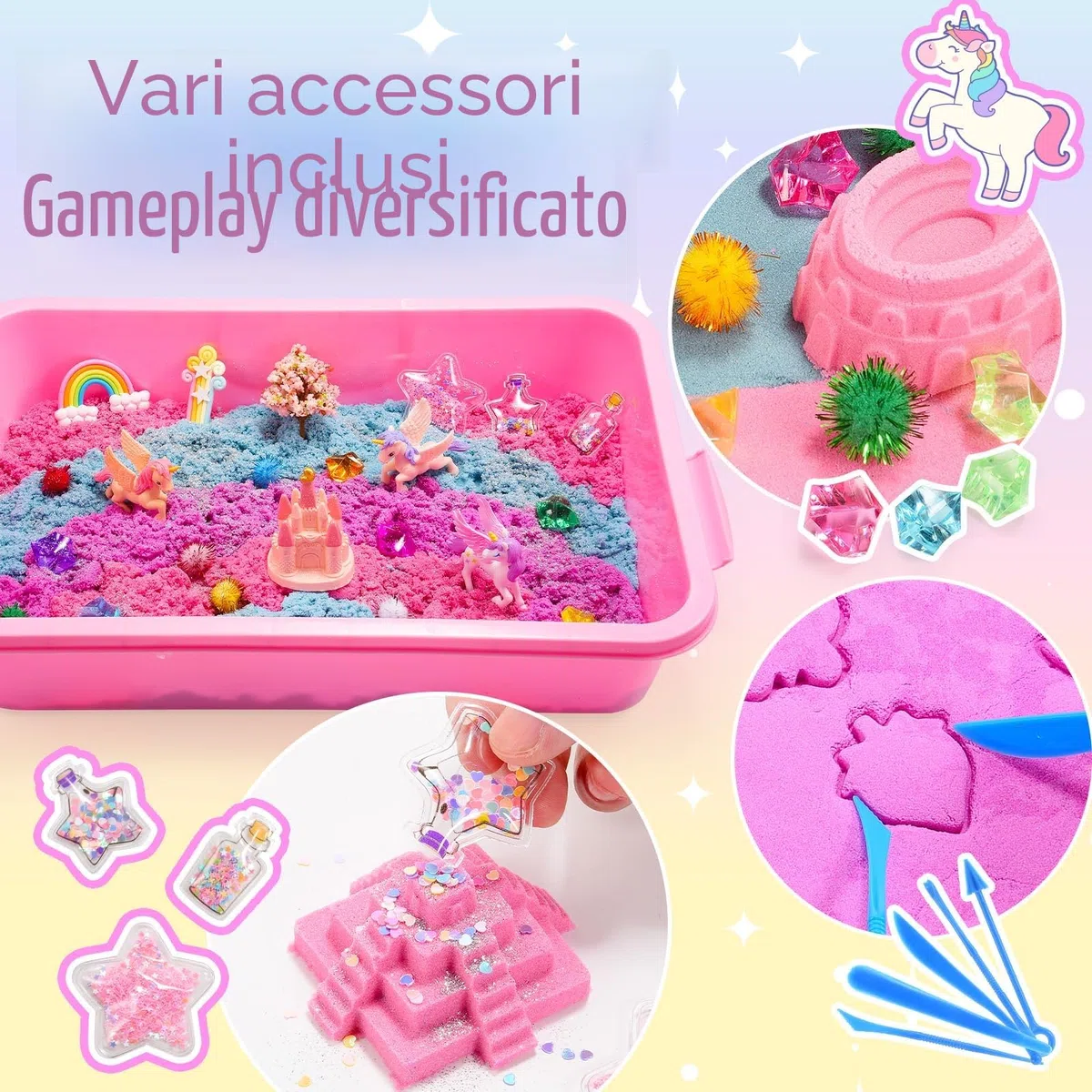 Regalo unicorno per ragazze Magic Sand Toy sabbia da gioco per bambini 3-10 anni