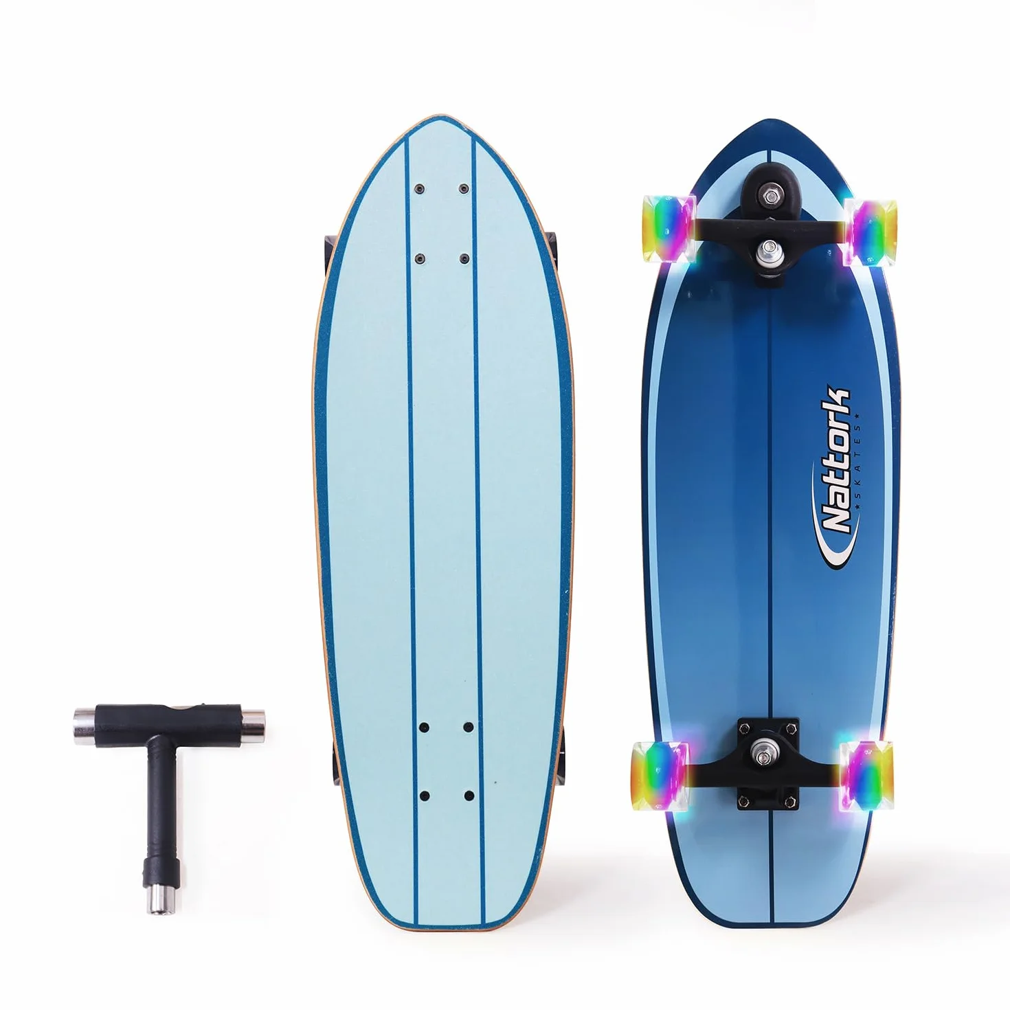 Nattork Skateboard completo da 29" x 8" per bambini, skateboard Cruiser per principianti, doppio kick girls, skateboard con legno d'acero (Black Hole)