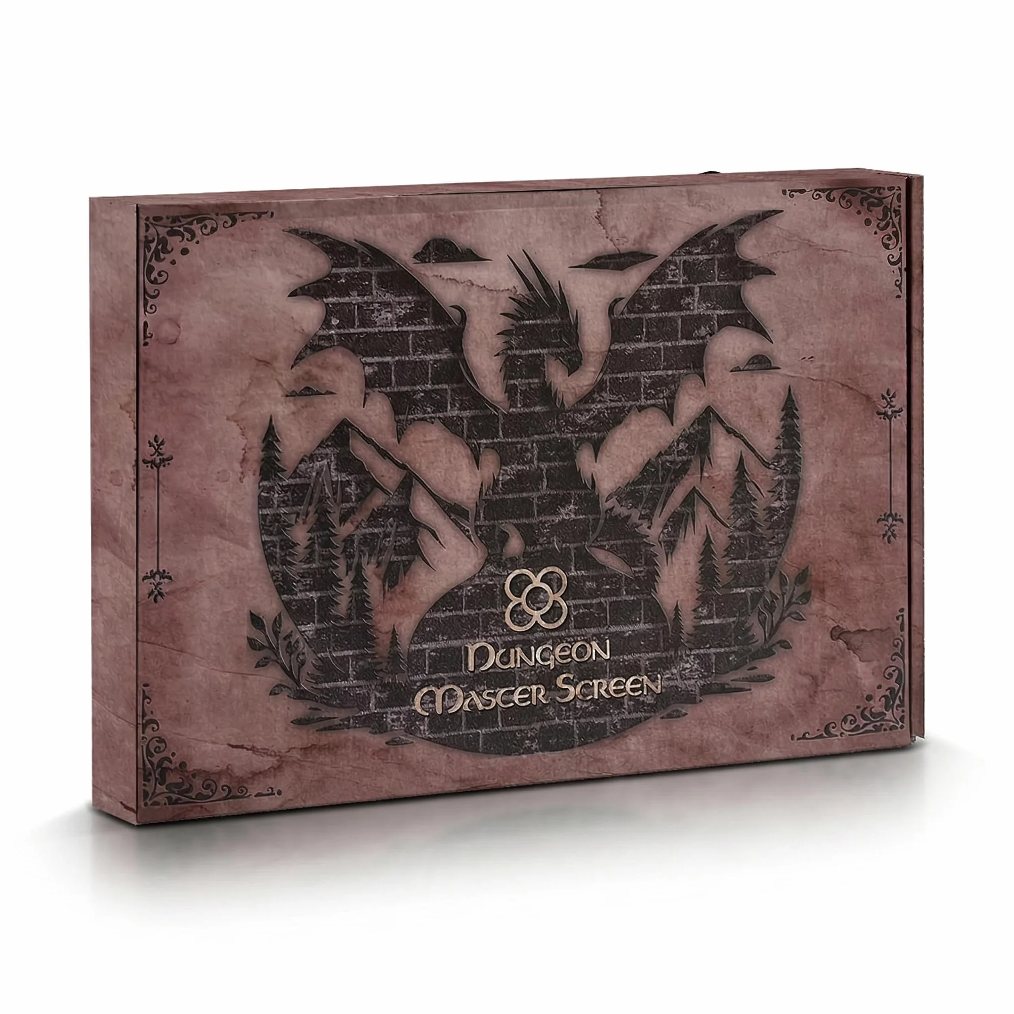 Schermo Dungeon Master con Vassoio per Dadi DOJA Hobbies, DM Screen DnD Pieghevole 4 Pannelli in Pelle Sintetica Dorata con Tasche Personalizzabili, Accessori Dungeons & Dragons Gioco di Ruolo